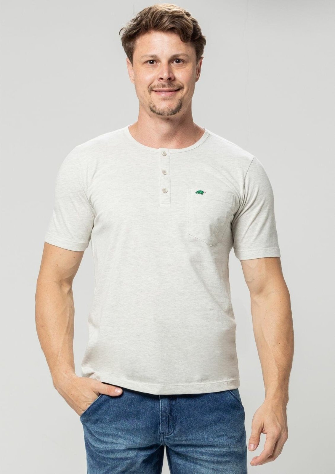 Camiseta Masculina com Botões | Pau a Pique Cinza