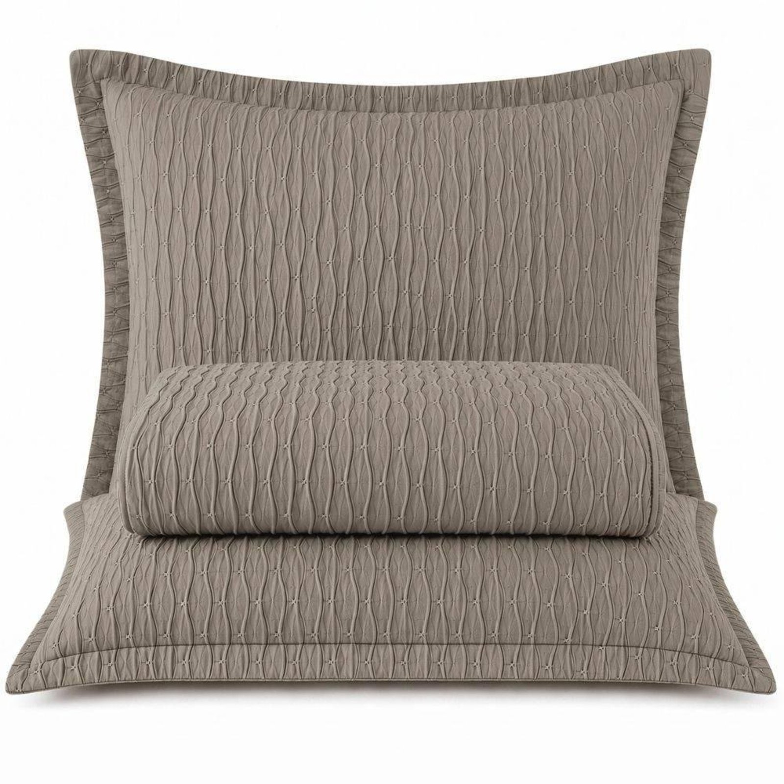 Cobre Leito Queen Elegance Plissado Percal 300 Fios 03 Peças - Chocolate - 100% Poliéster