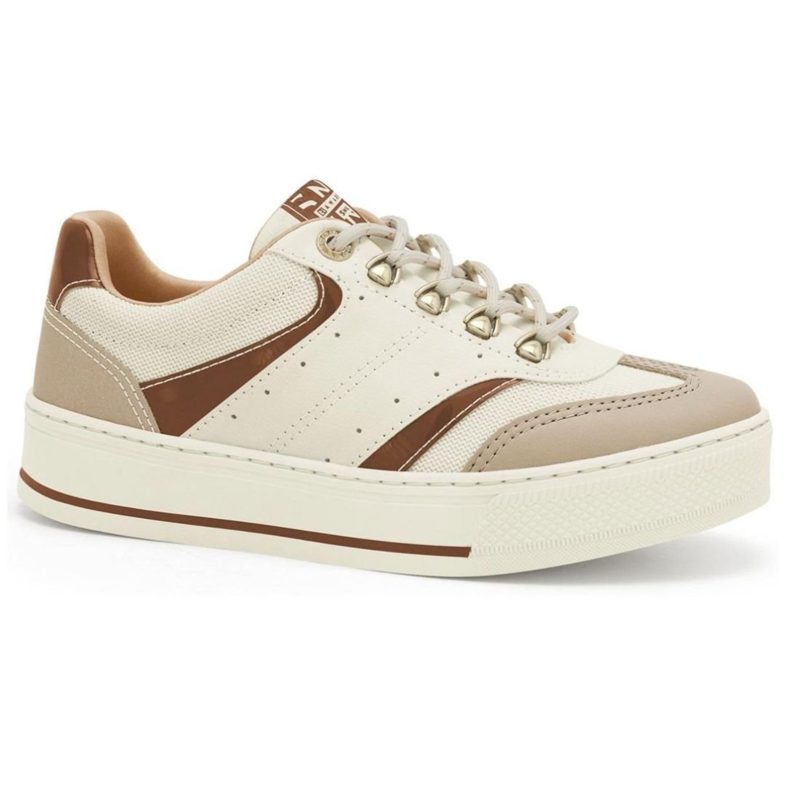 Tênis Feminino Casual Sola Alta Ramarim 2695205 - Bege