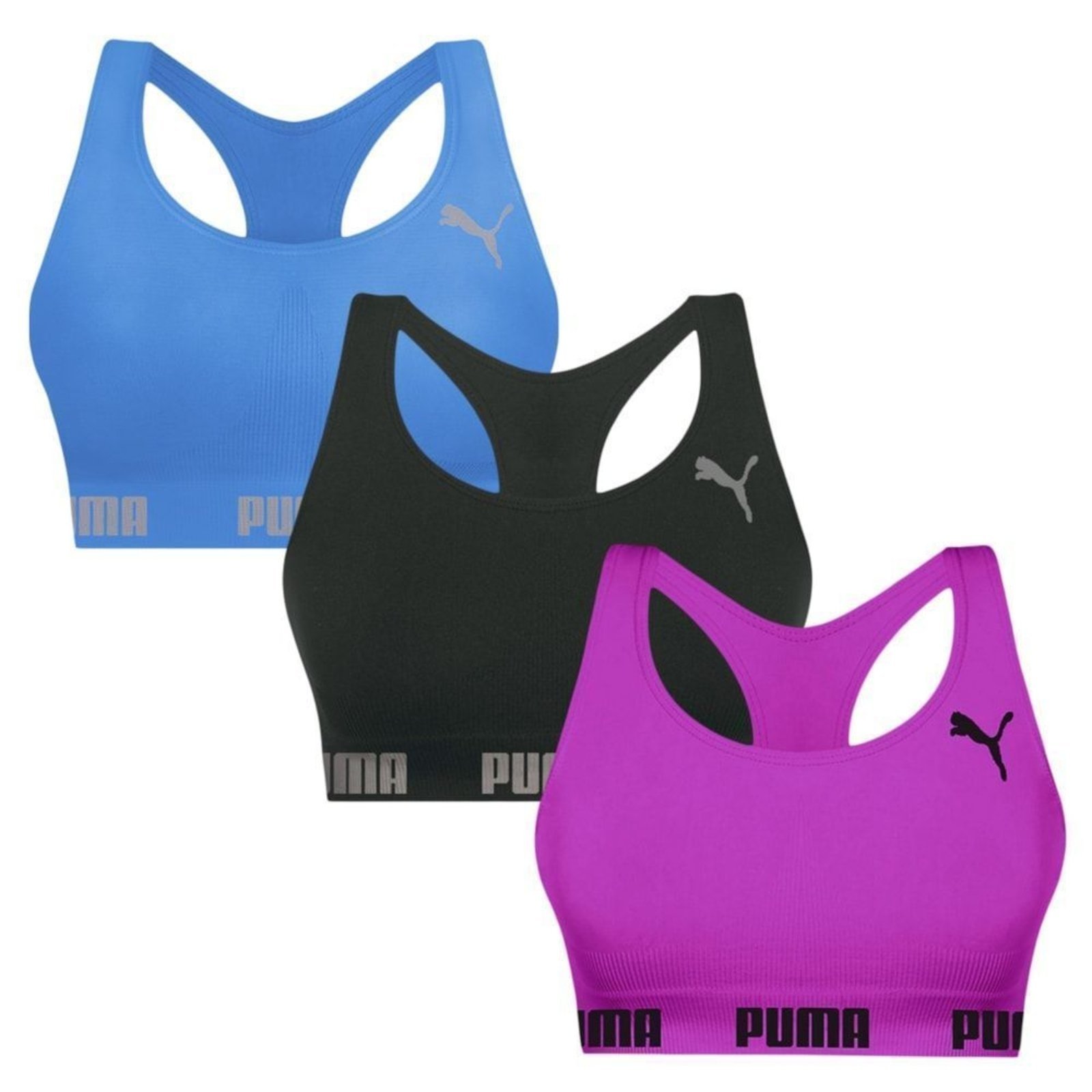 Kit 3 Tops Puma Nadador Sem Costura Feminino – Preto – puma