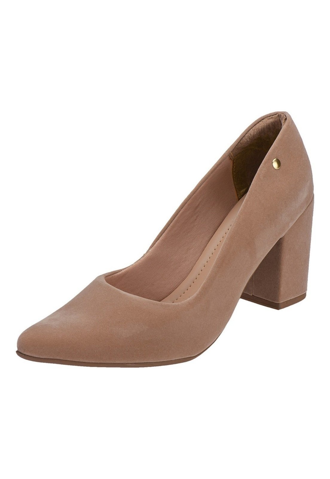 Scarpin Feminino Lóris Shoes Salto Alto Grosso Lóris Shoes Bico Fino 9484 Nude