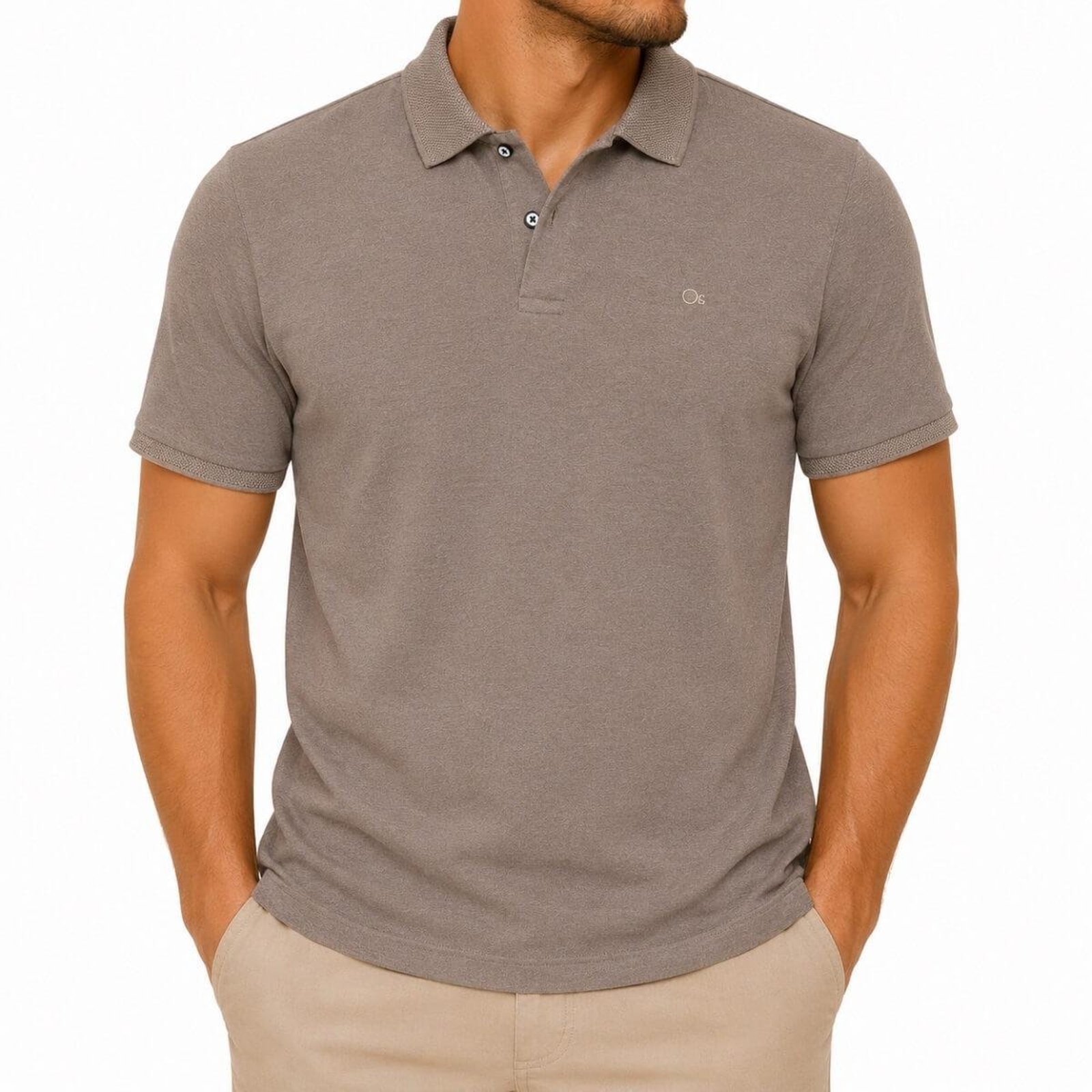 Camisa Polo Slim Manga Curta Masculina Ogochi 007554005 Marrom