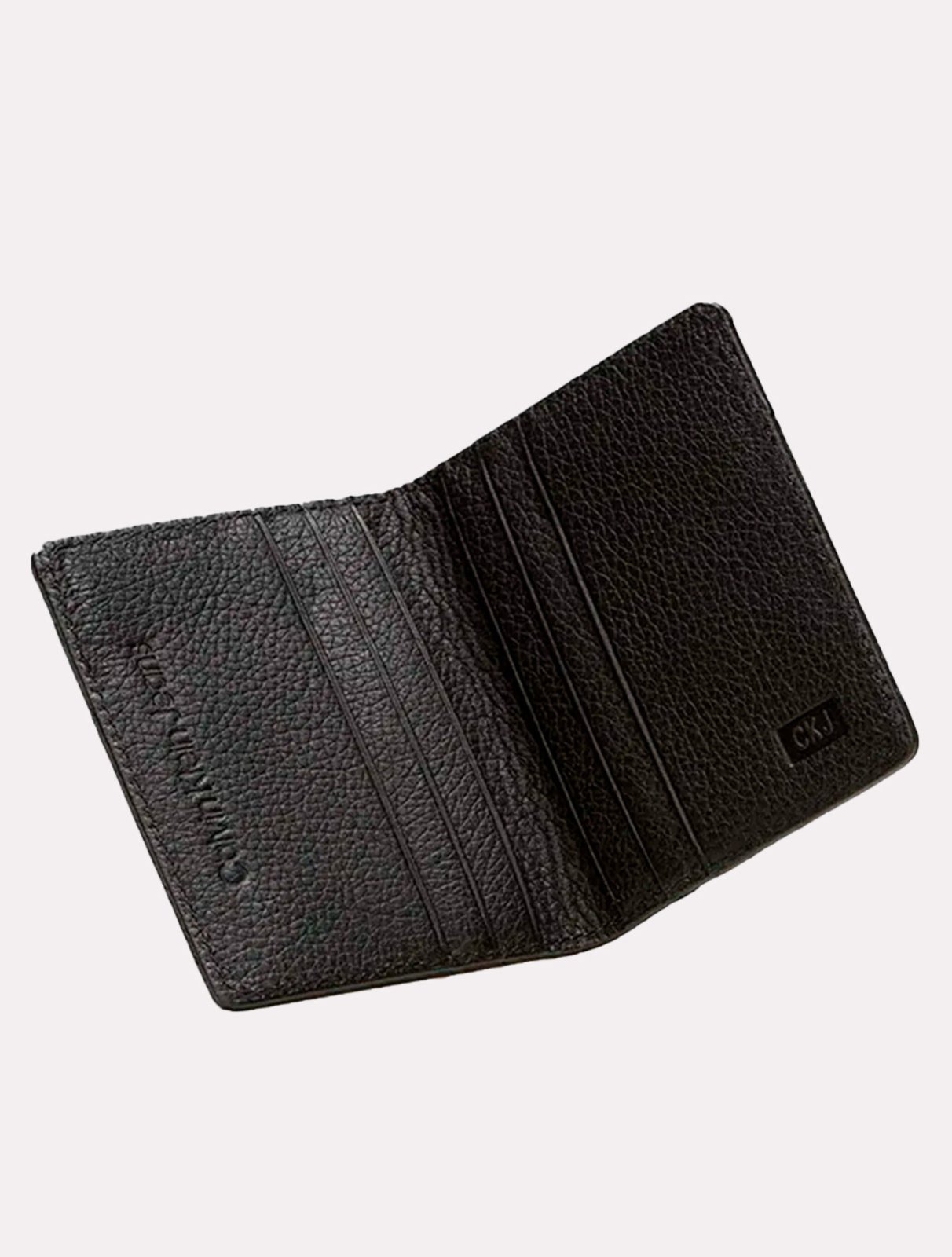 Vista 3 Carteira Calvin Klein Jeans Porta Cartão Couro Vertical Logo Floater Preta preto Calvin Klein preto