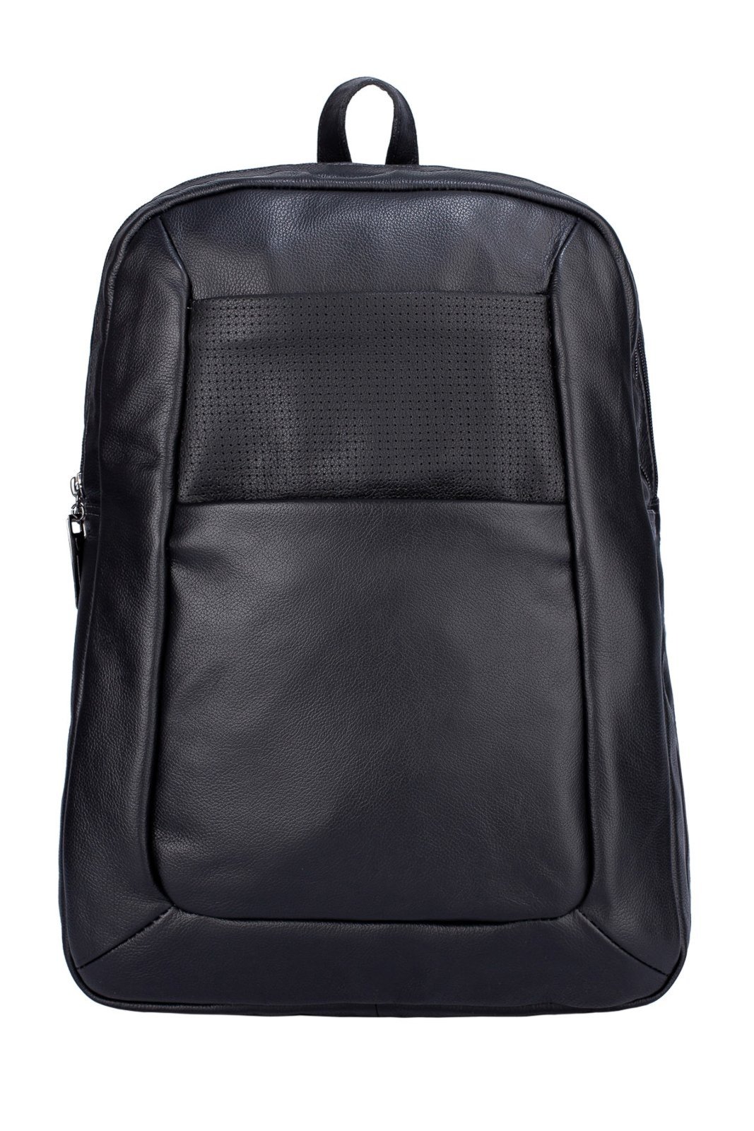 Mochila de couro grande slim Patrick - Preta