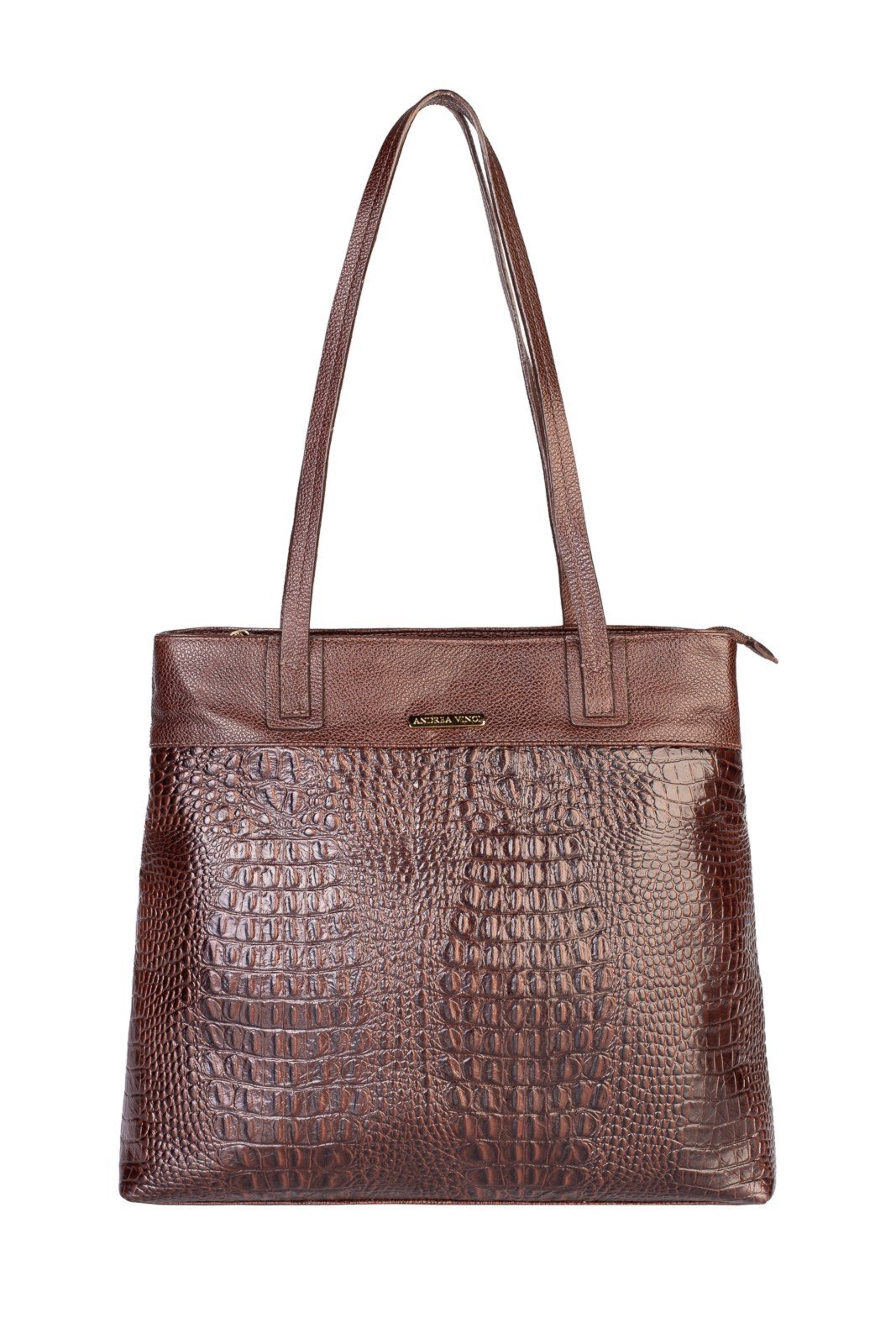 Bolsa de couro croco Abigail – Café
