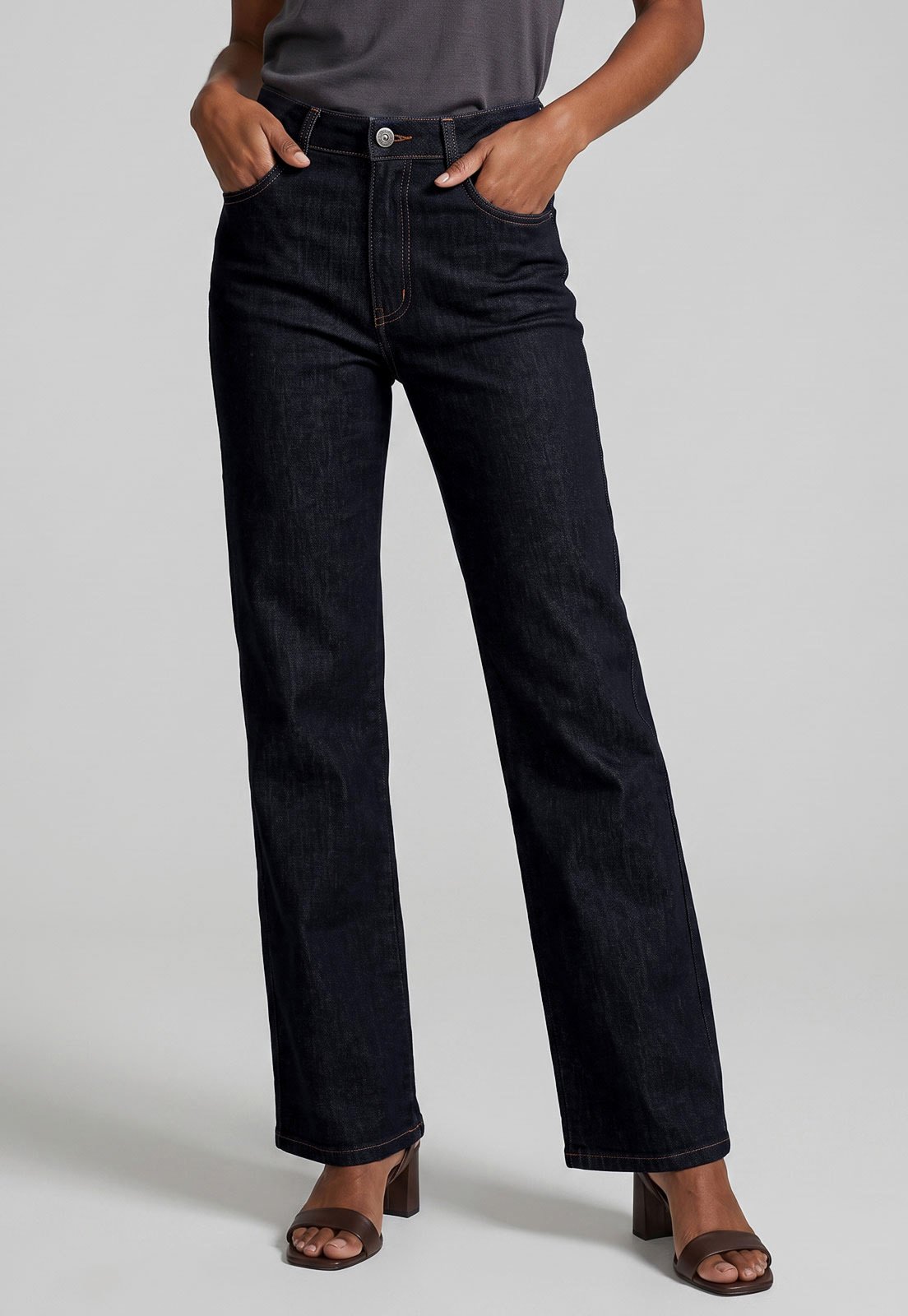 Calça Jeans Feminina Sawary Reta Azul