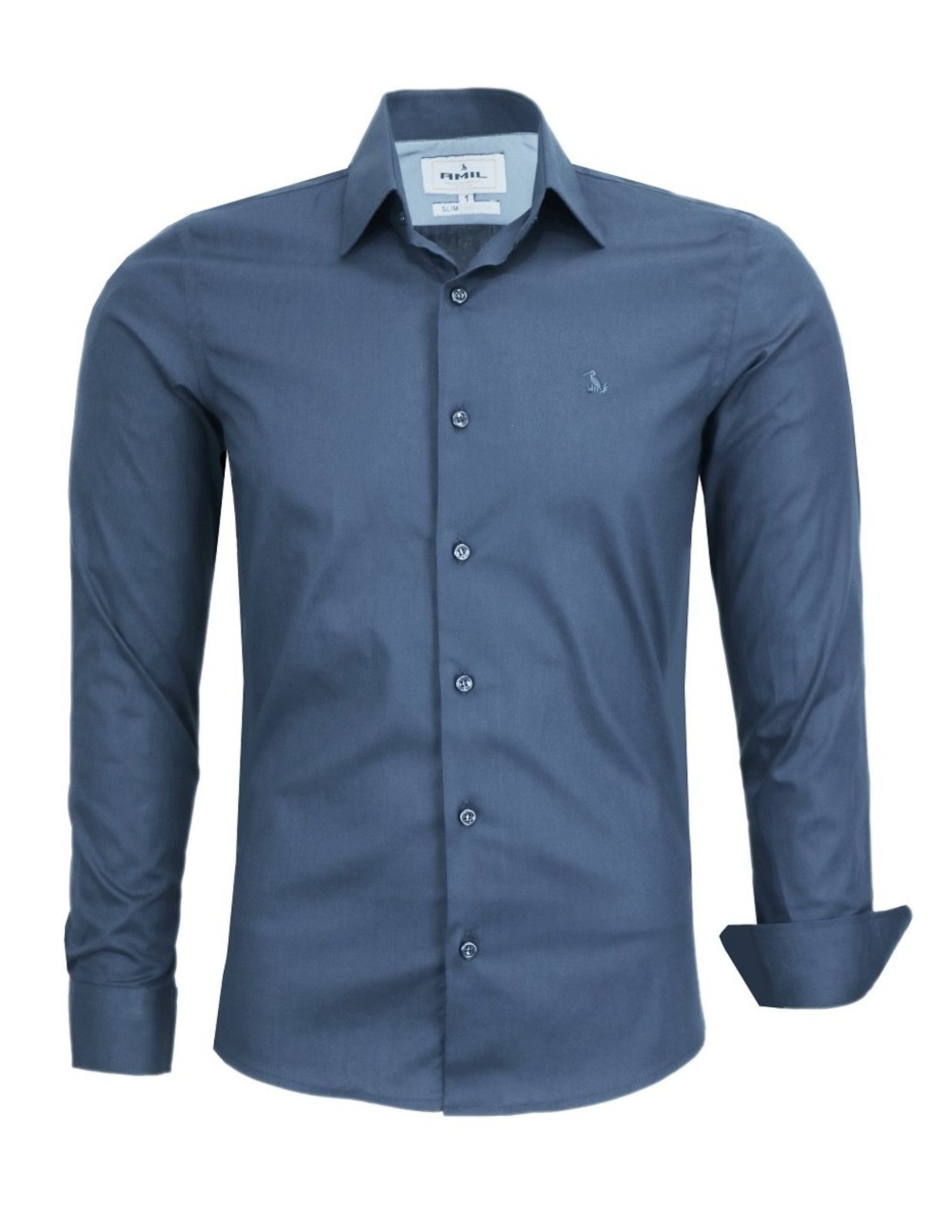 Camisa Social Amil Lavender Slim Algodão Com Elastano Linha Premium Luxo Estanho