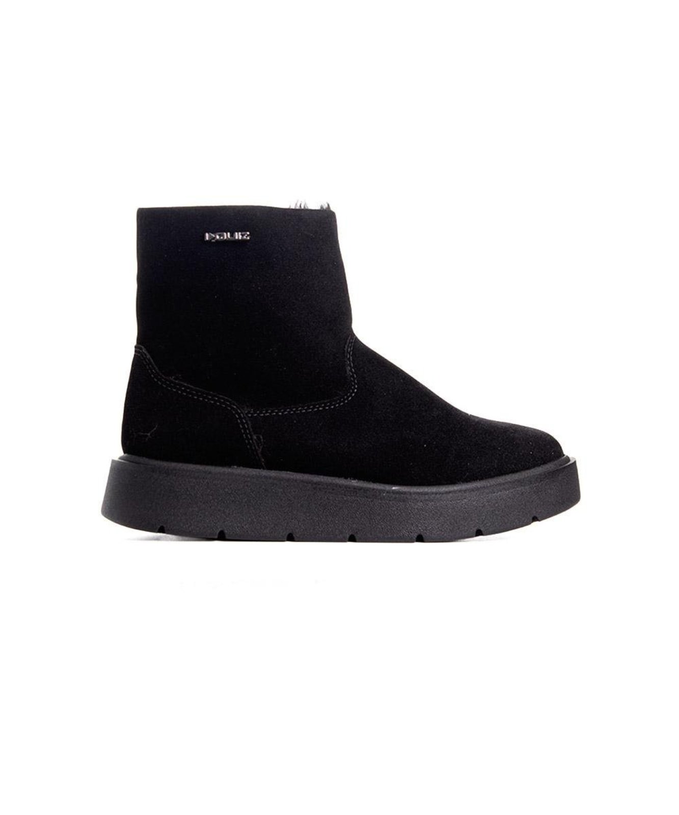 Bota Cano Médio Quiz Forrada Pelinho Preto Incolor
