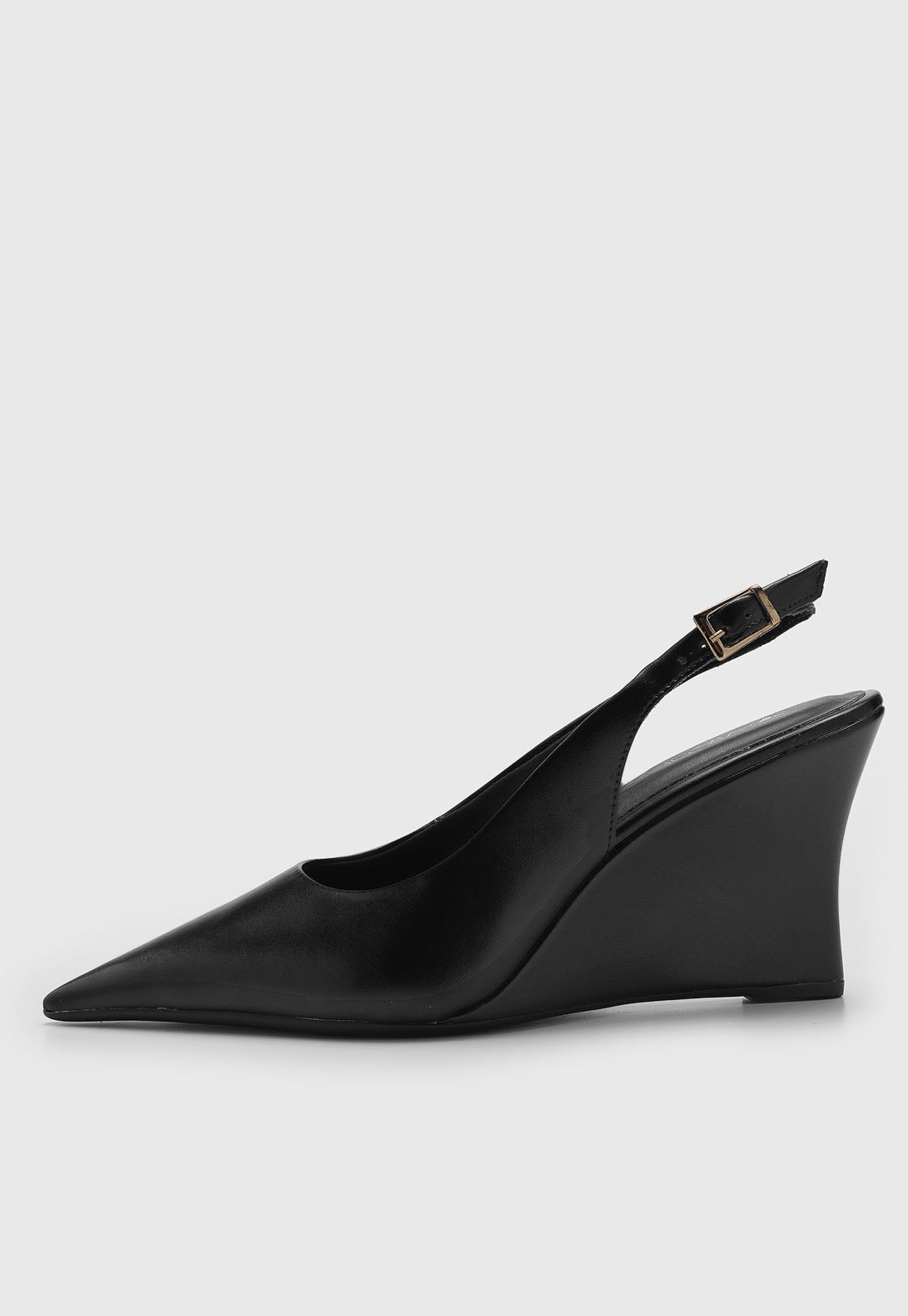 Scarpin Feminino VIA UNO Salto Anabela Fivela Preto