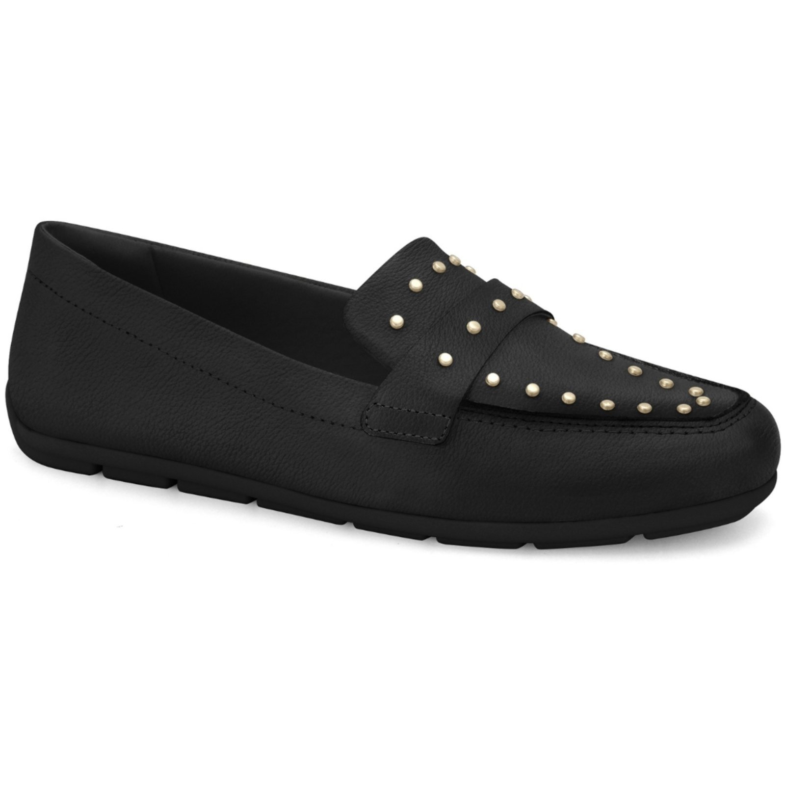 Mocassim Feminino Couro Preto Taxas Comfortflex 2561303-5