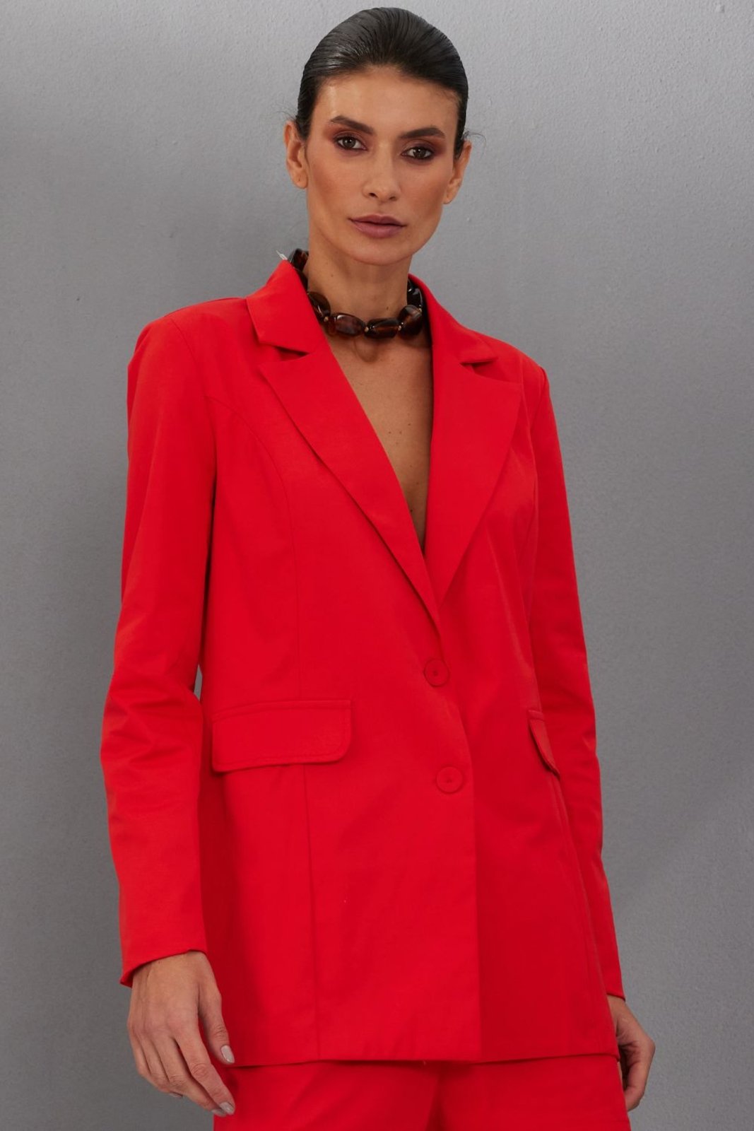 Blazer Feminino em Alfaiataria Smk Vermelho