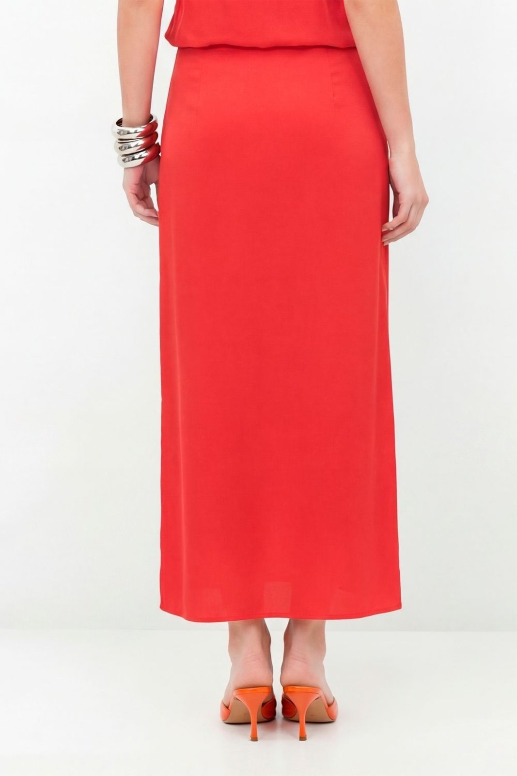 Vista 3 Saia Basic Midi Feminina Inblanche vermelho Inblanche vermelho