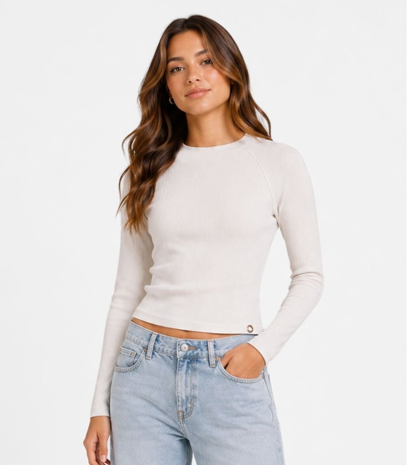 Infantil - Blusa Juvenil Manga Longa Ribana Minty Bege