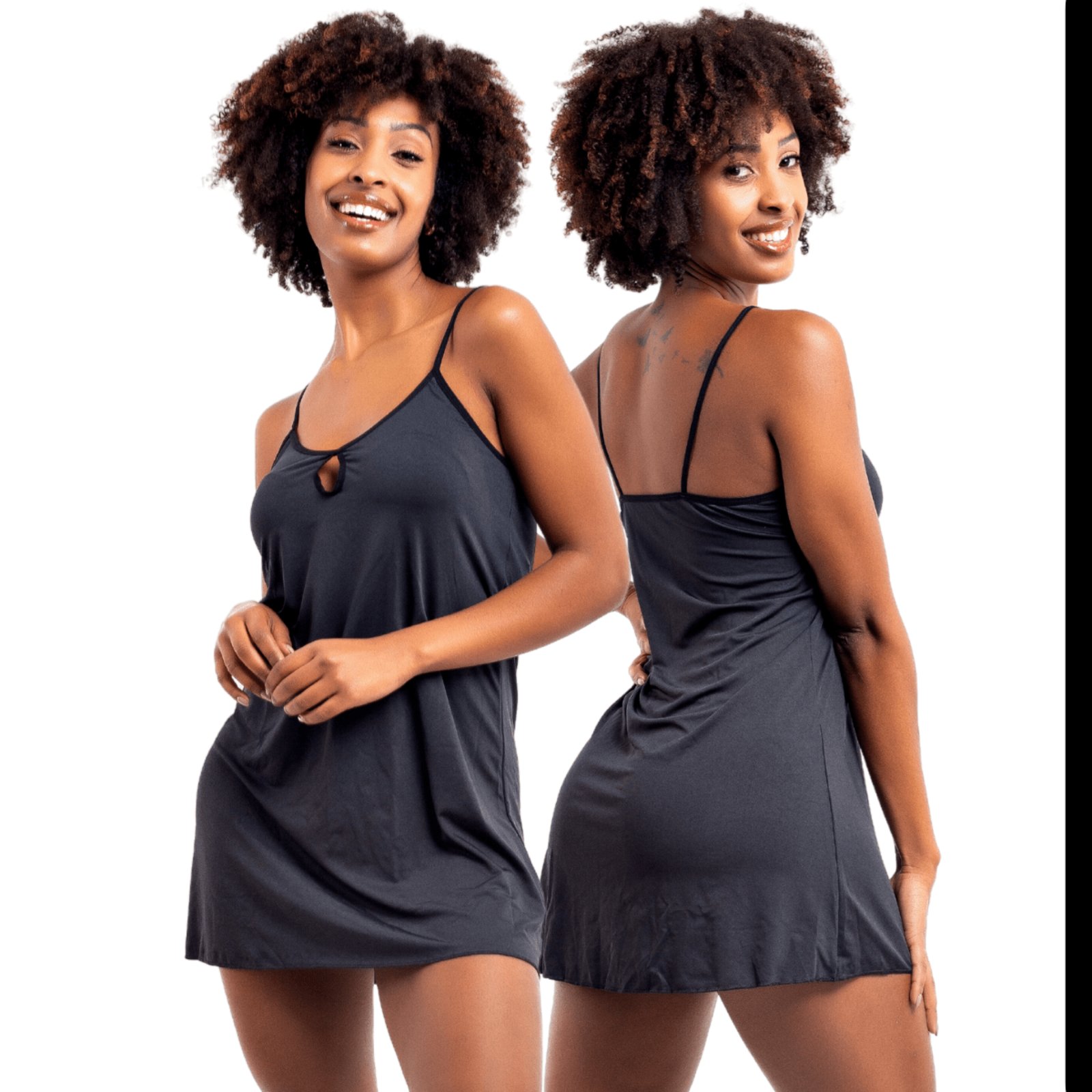 Camisola Curta Alça Regata Tecido Macio Roupa de Dormir sem Bojo Viére Preto