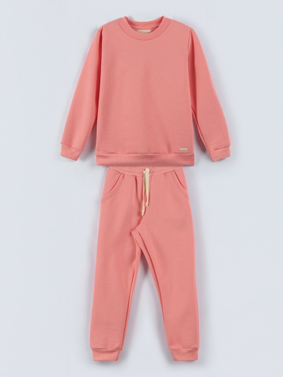Vista 2 Infantil - Conjunto Moletom Menina Casaco Manga Longa Gola Redonda e Calça com Bolso e Amarração Frontal Flamingo Bugbee rosa Bugbee rosa