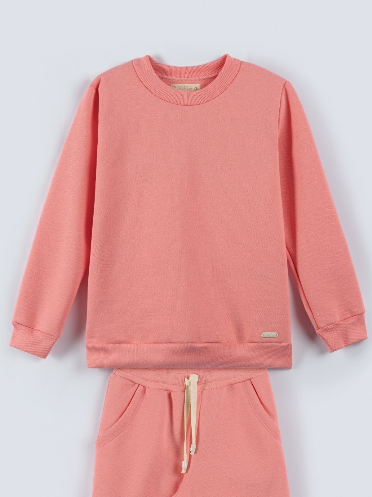Vista 3 Infantil - Conjunto Moletom Menina Casaco Manga Longa Gola Redonda e Calça com Bolso e Amarração Frontal Flamingo Bugbee rosa Bugbee rosa