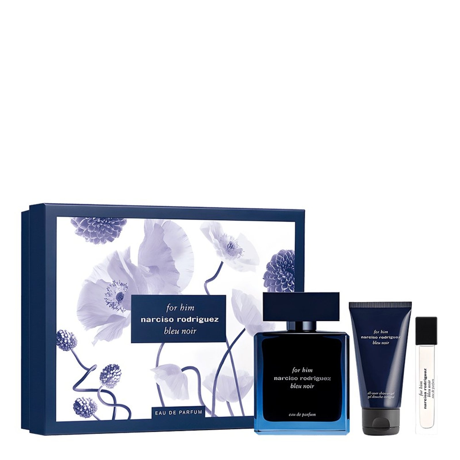 Kit Narciso Rodriguez Bleu Noir For Him - Eau de Parfum 100ml + Shower Gel 50ml + Miniatura 10ml