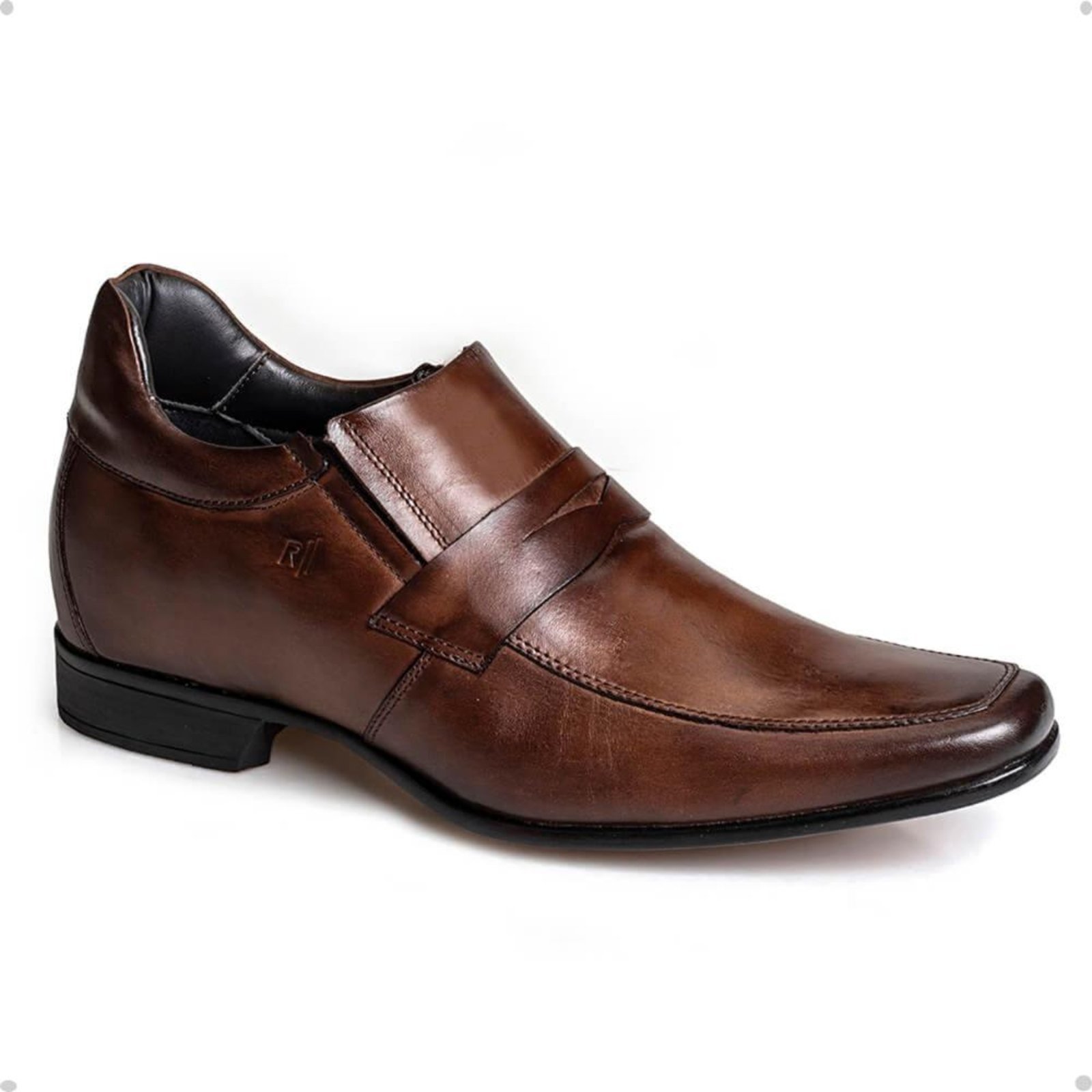 Sapato Social Couro Rafarillo Masculino Conforto Salto 7cm Preto Marrom