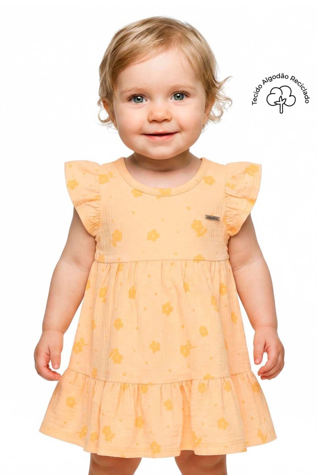 Infantil - Vestido Menina Floral Canelado Colorittá Amarelo