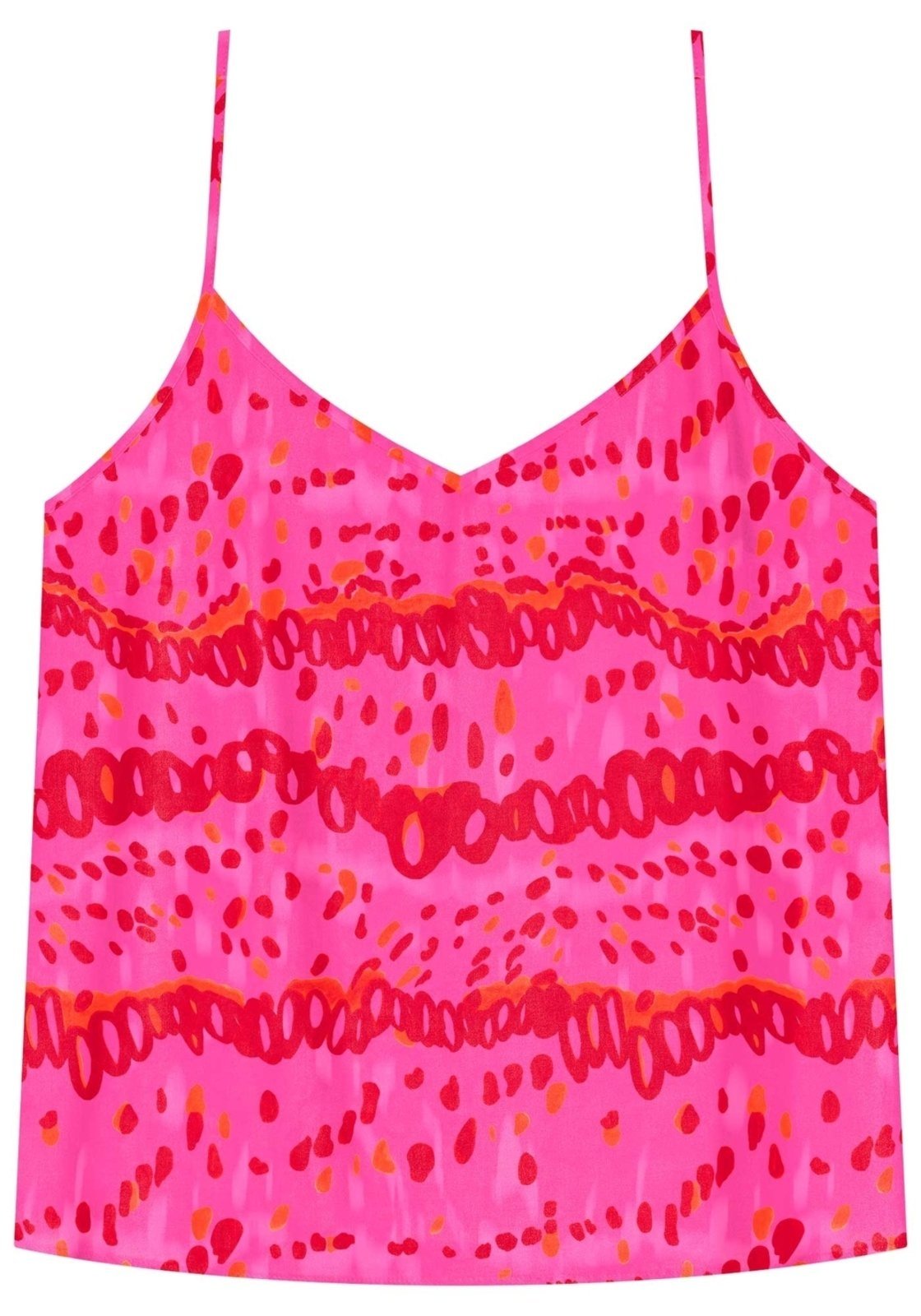 Blusa Regata Estampada De Alças Com Decote V Em Viscose