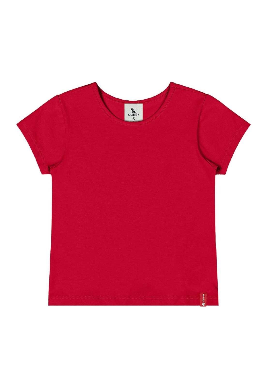 Infantil - Blusa Básica em Cotton Menina Quimby Vermelho