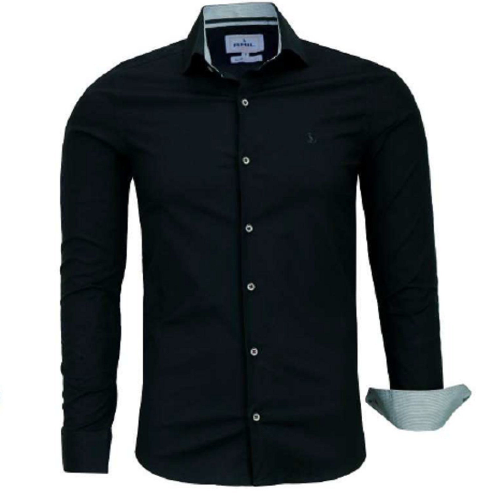 Camisa Social Manga Longa Lisa com Elastano Exclusivo Amil Preto