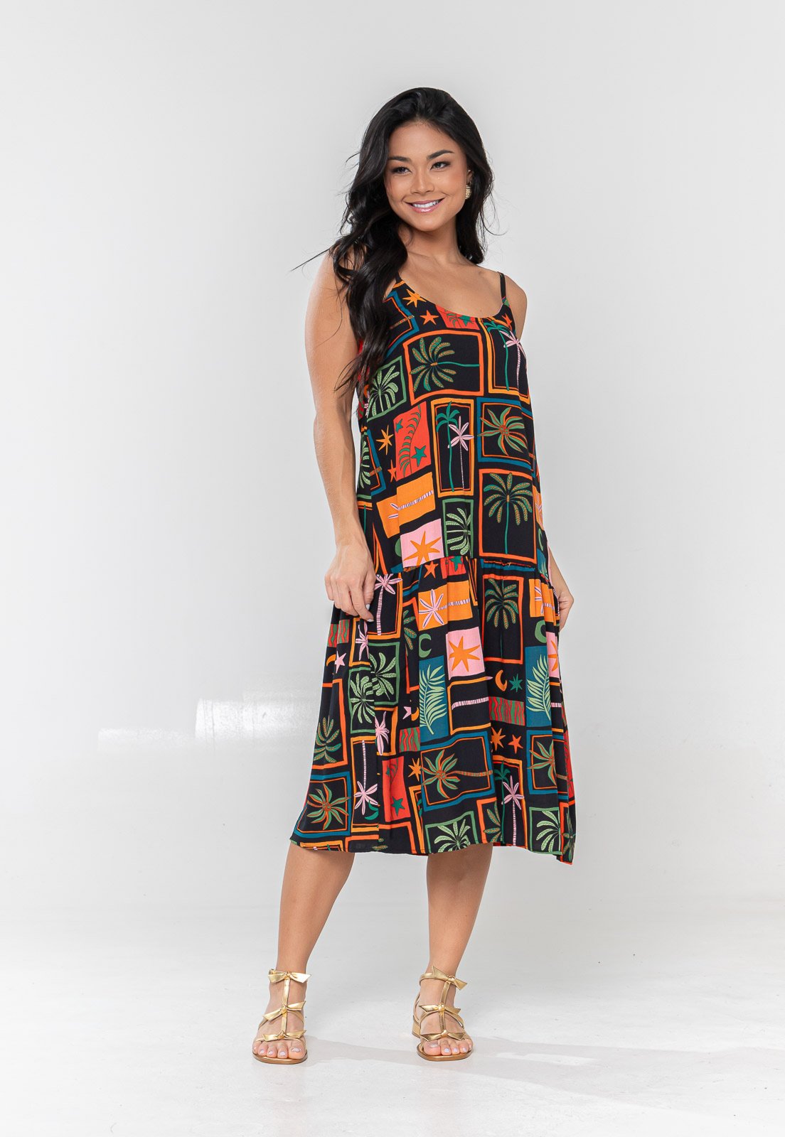 Vestido Aura Tereza Alcinha Coqueiros Preto