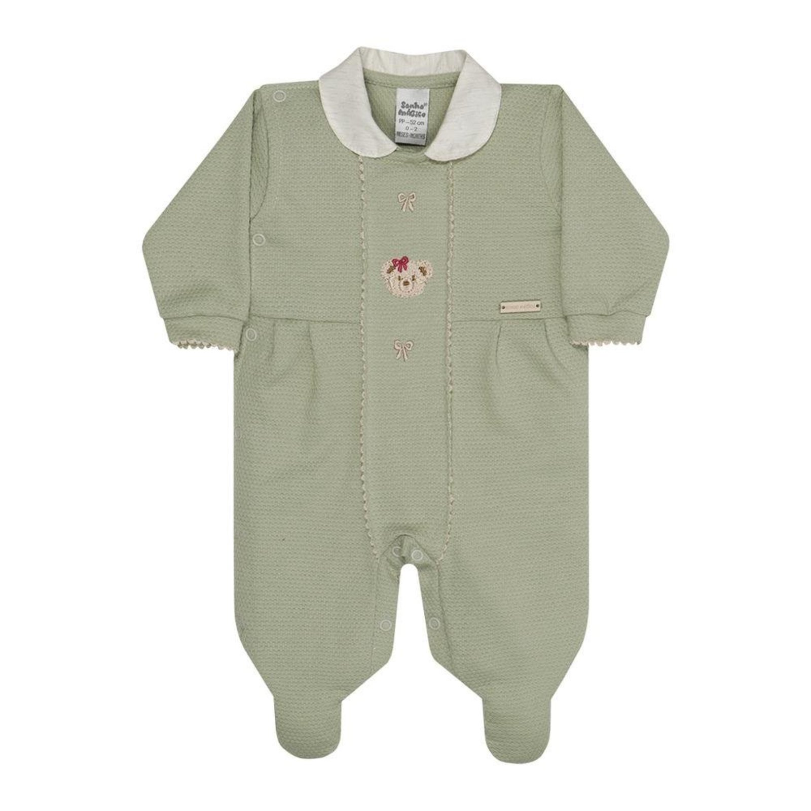 Infantil - Macacão Verde Ursinho Bordado Sonho Mágico M Verde