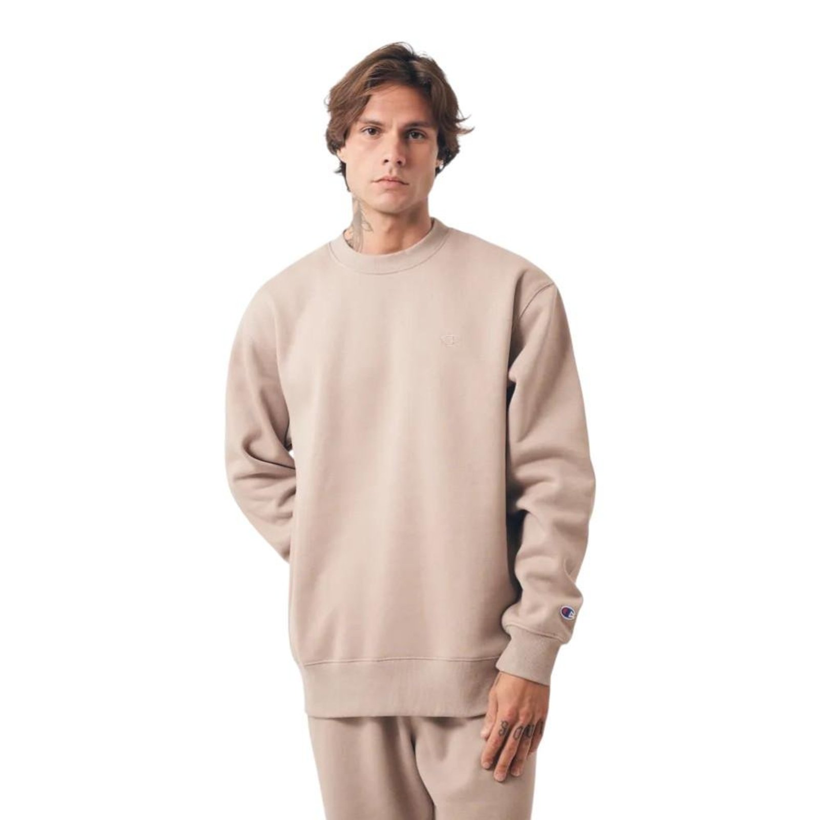 Moletom Champion Crewneck Athletic Dark Khaki Masculino