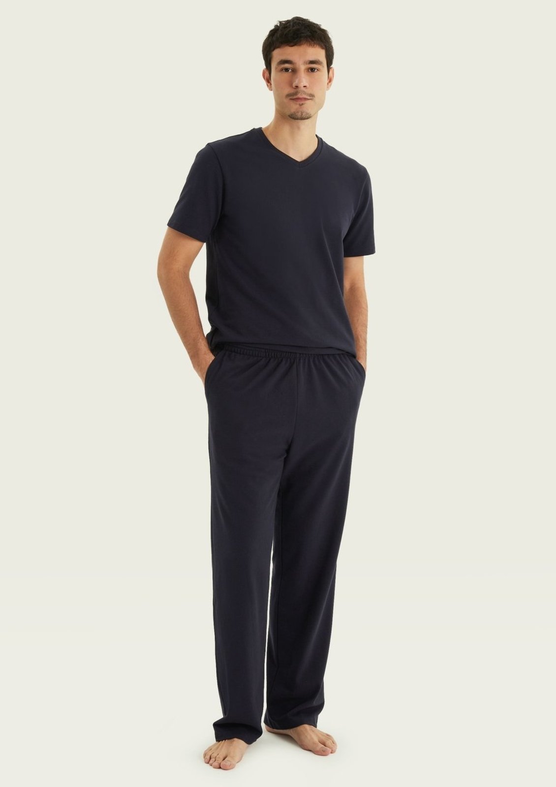 Pijama Longo Masculino Gola V Em Malha Premium Hering