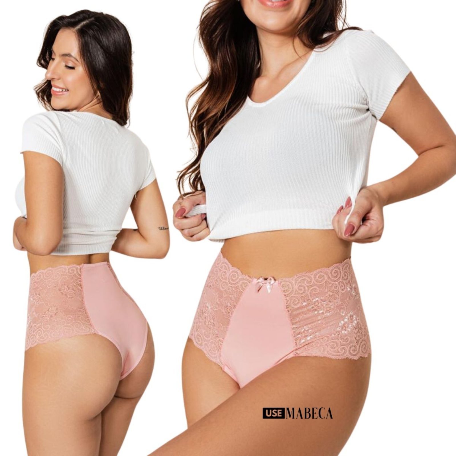 Vista 3 Kit com 3 calcinhas cinta Luxo cintura alta Doce Encanto Ref 013 branco/preto/vermelho Doce Encanto branco/preto/vermelho
