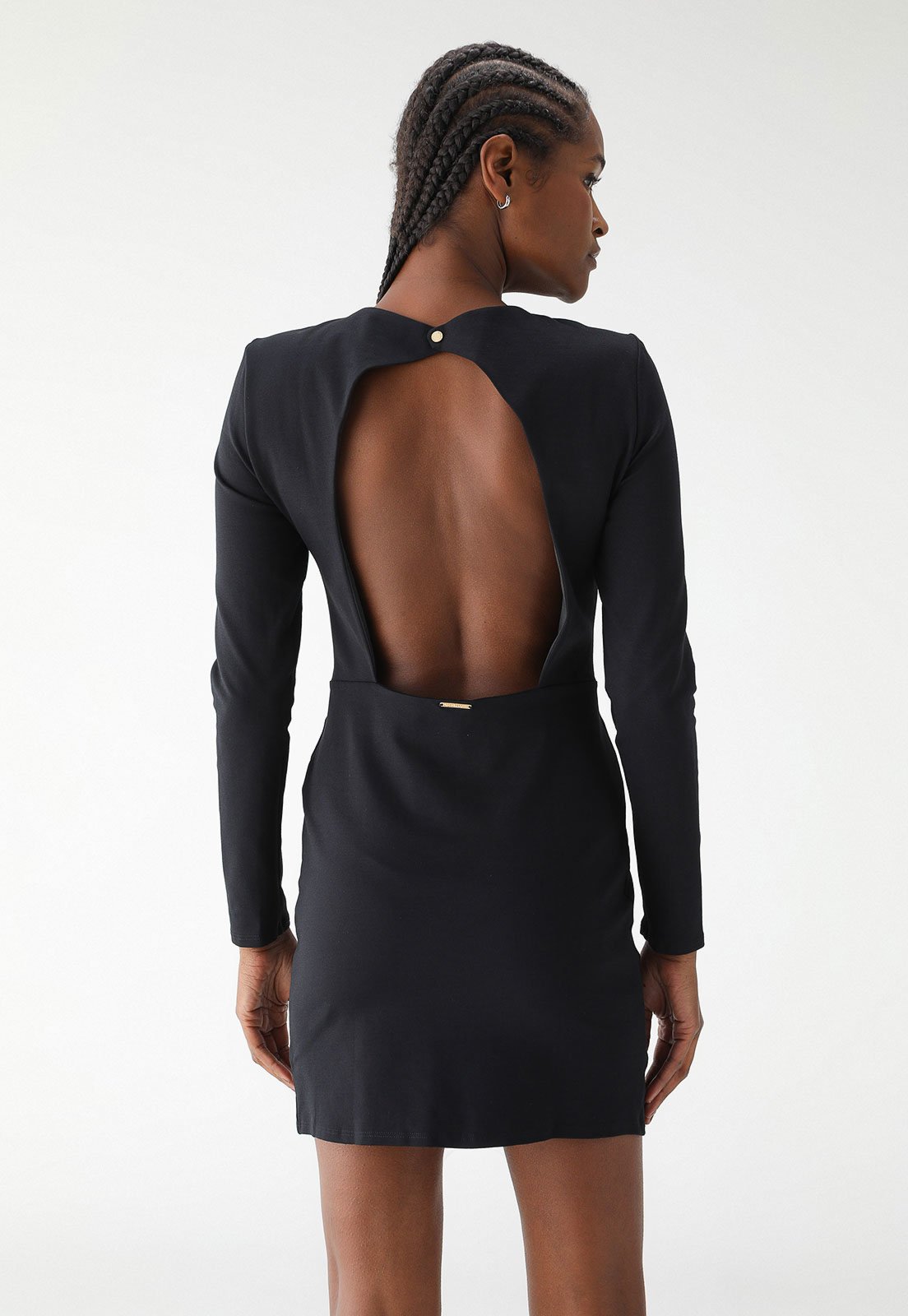 Vista 3 Vestido Lança Perfume Curto Decote Costa Lança Perfume preto