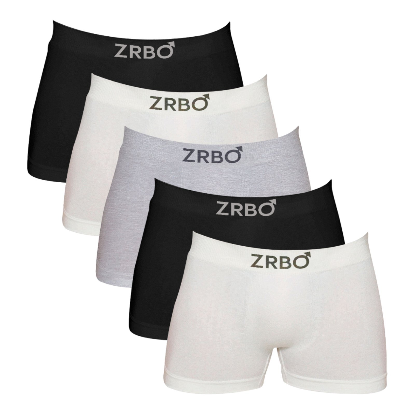 Vista 2 Kit 5 Cuecas Zrbo Boxer Algodão Sortido Masculina branco/cinza/preto ZRBO branco/cinza/preto