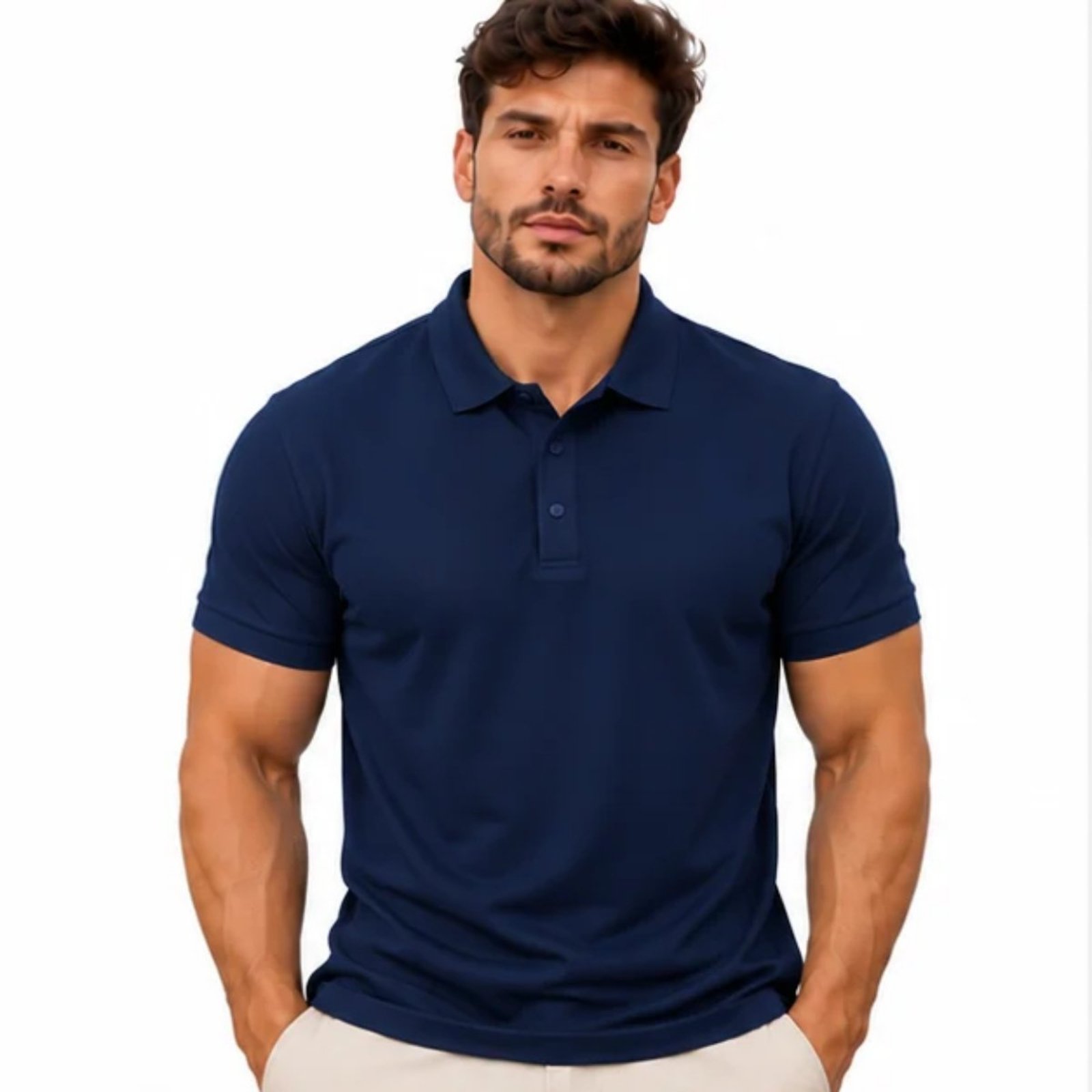 Polo Masculina Poliamida Casual Esportiva Confortável Premium Marinho