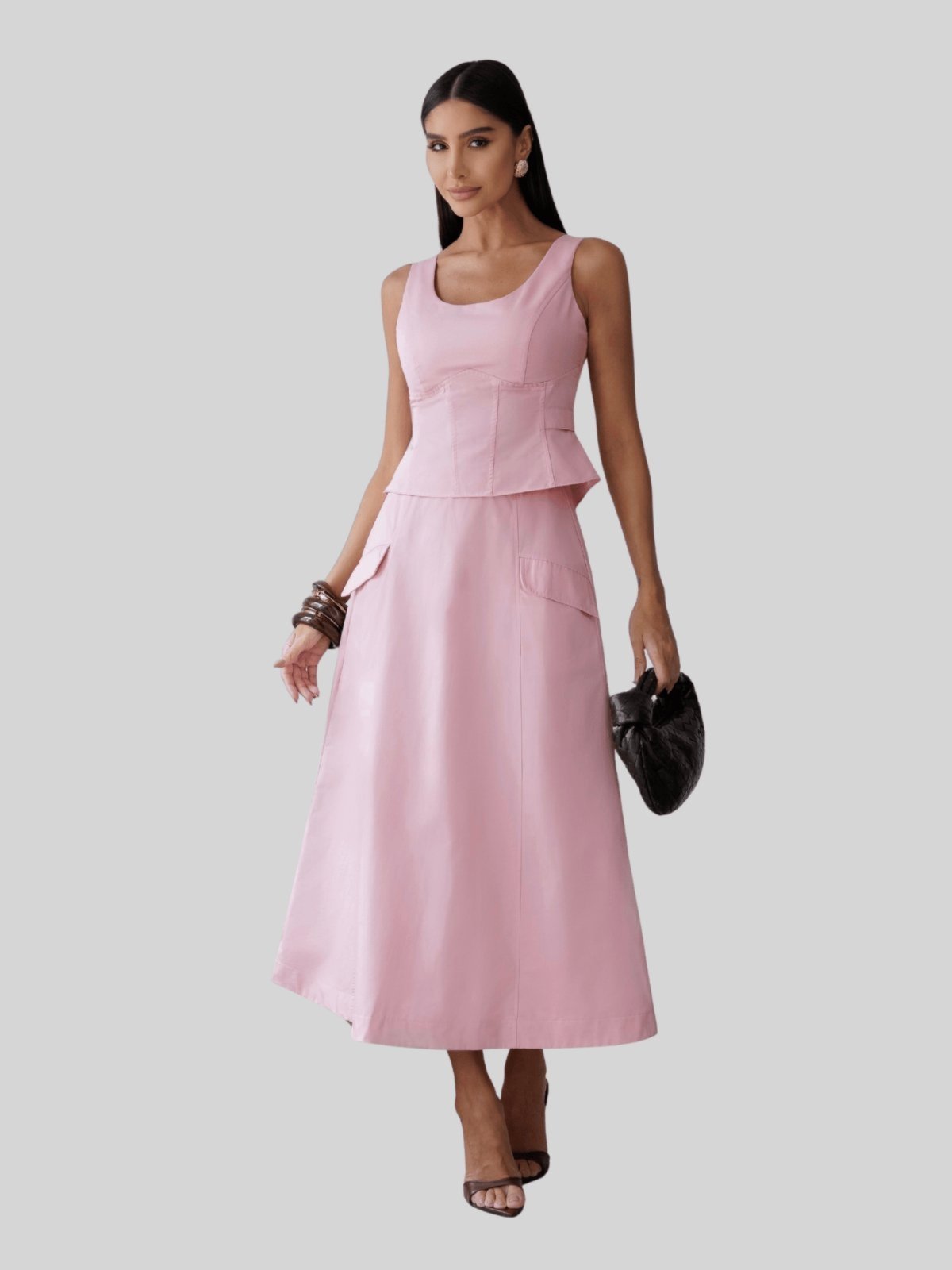 Conjunto Miss e Misses Darlene Blusa Saia C/Ziper Rosa