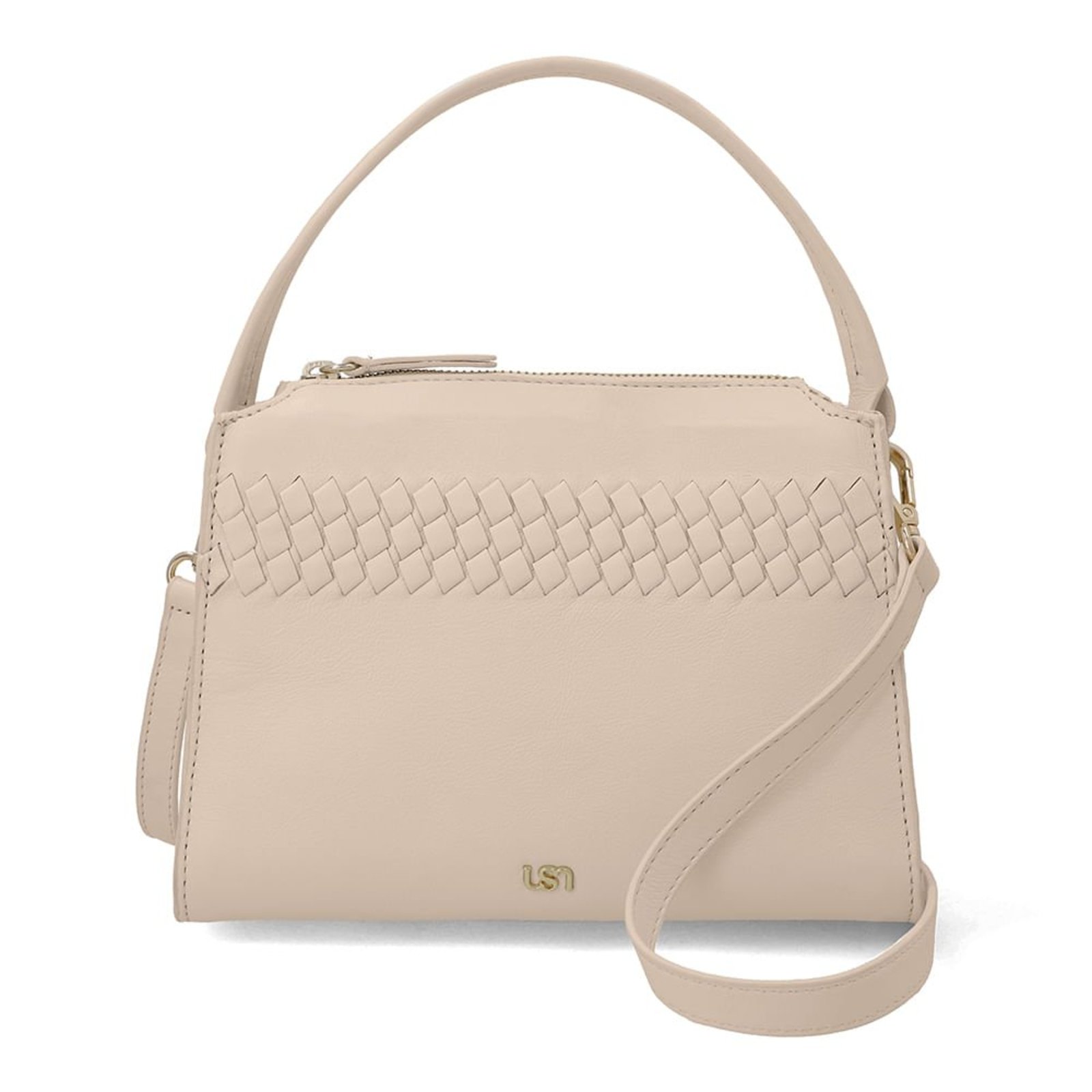 Bolsa Tote Couro Bege Com Detalhe Tramado
