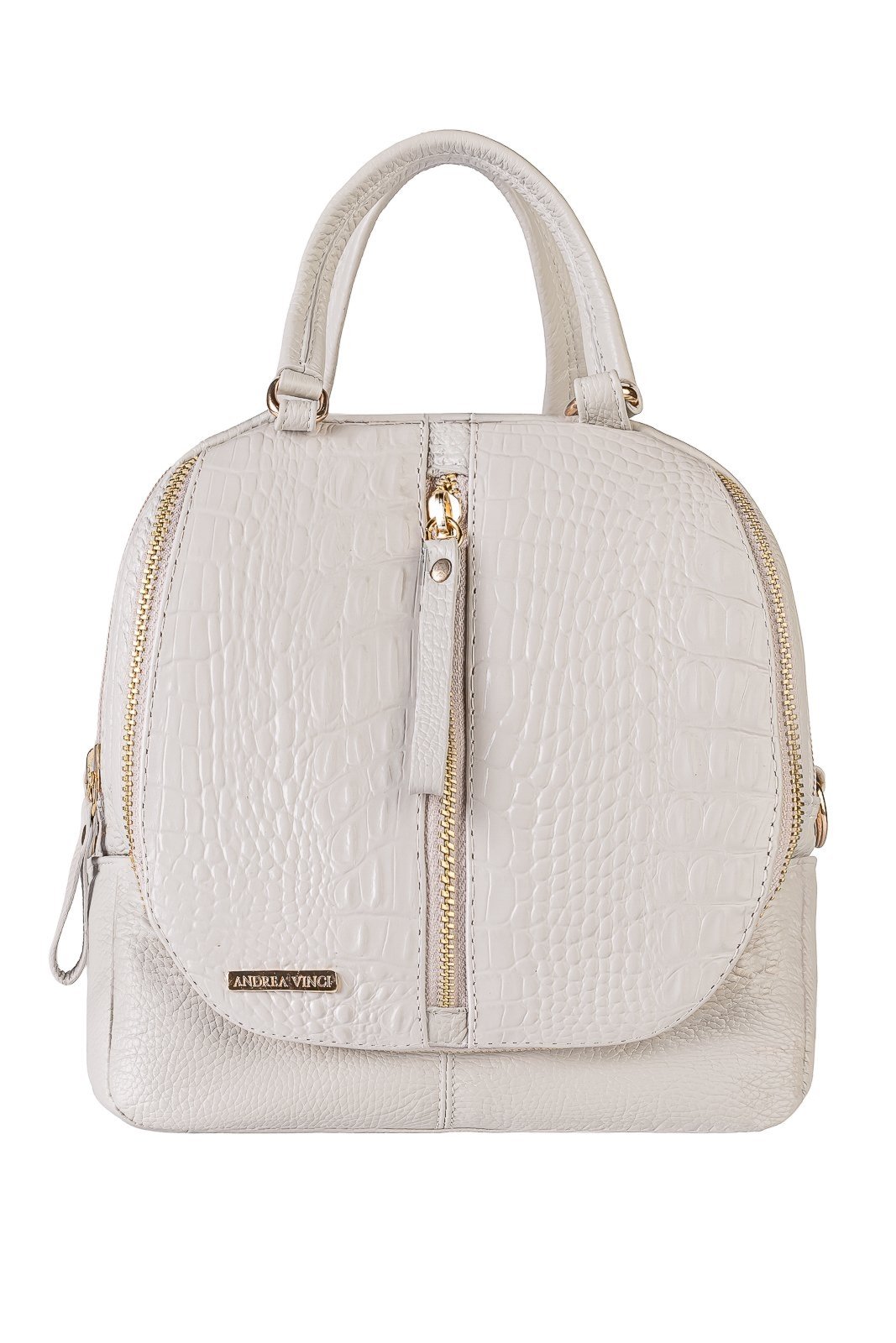 Bolsa mochila de couro croco 3 em 1 Marina – Marfim