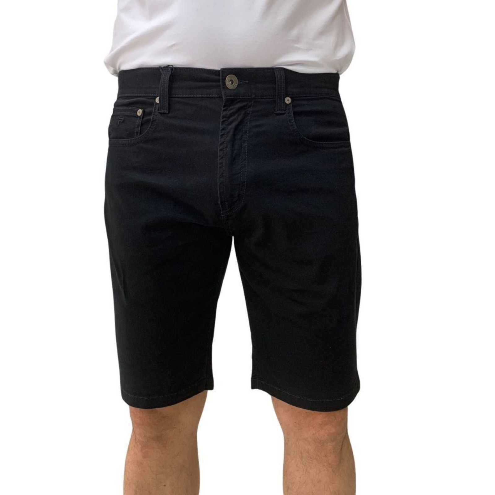 Bermuda Sarja Fideli Giorno Regular Preta BR50401671 - Preto - fideli