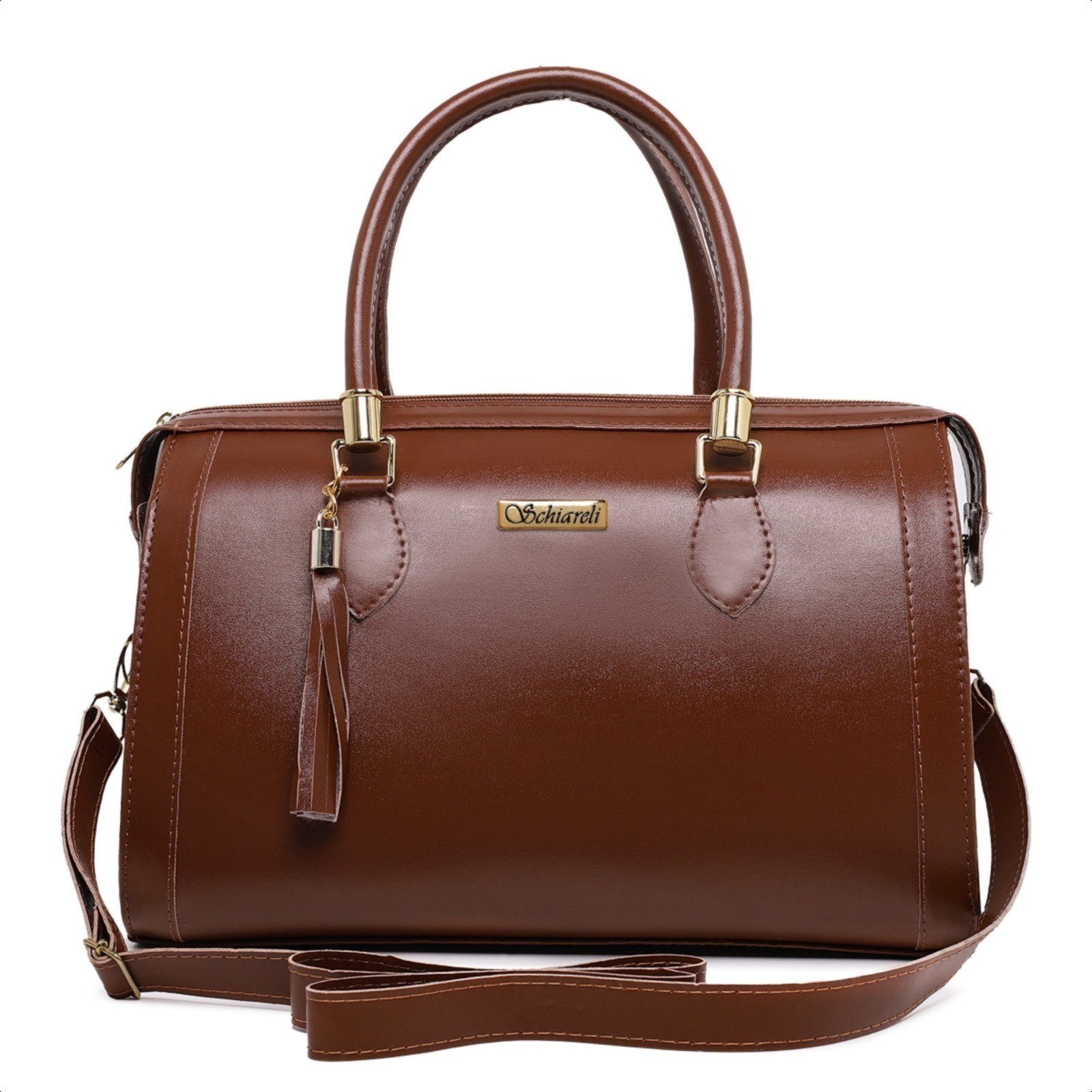Bolsa Feminina Tira Colo Transversal Pequena Com Zíper 8130 Caramelo luxo Casual Leve