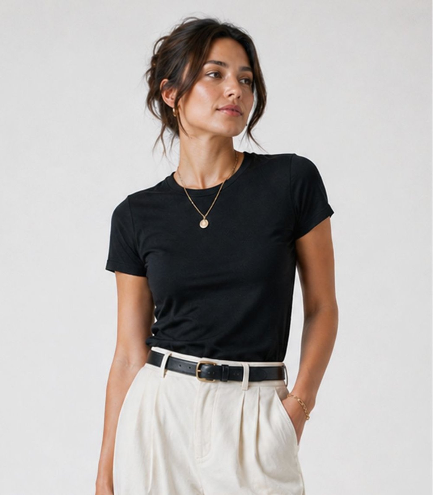 Blusa Feminina Básica Algodão Infinita Cor Preto