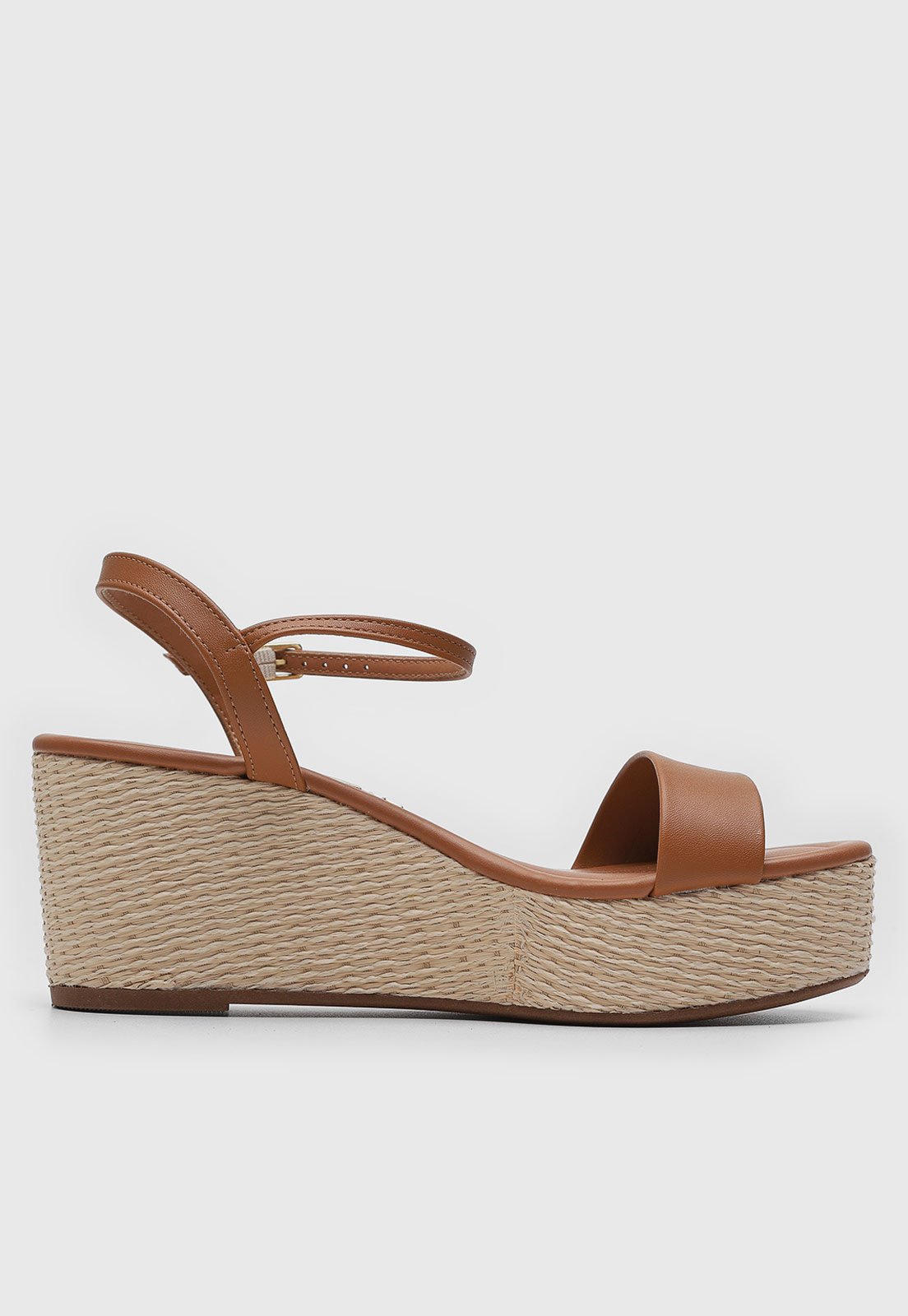 Vista 3 Sandália Feminina Vizzano Salto Anabela Texturizado caramelo VIZZANO caramelo