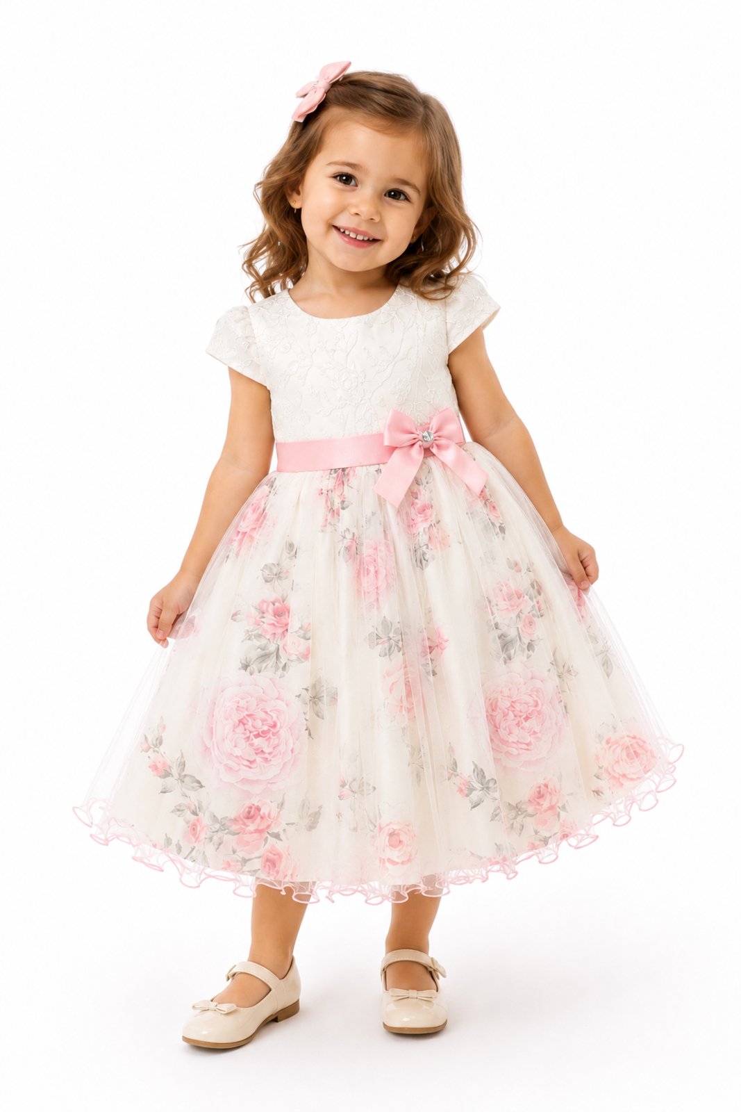 Infantil - Vestido D Bell Outlet Fashion Florido Off-White