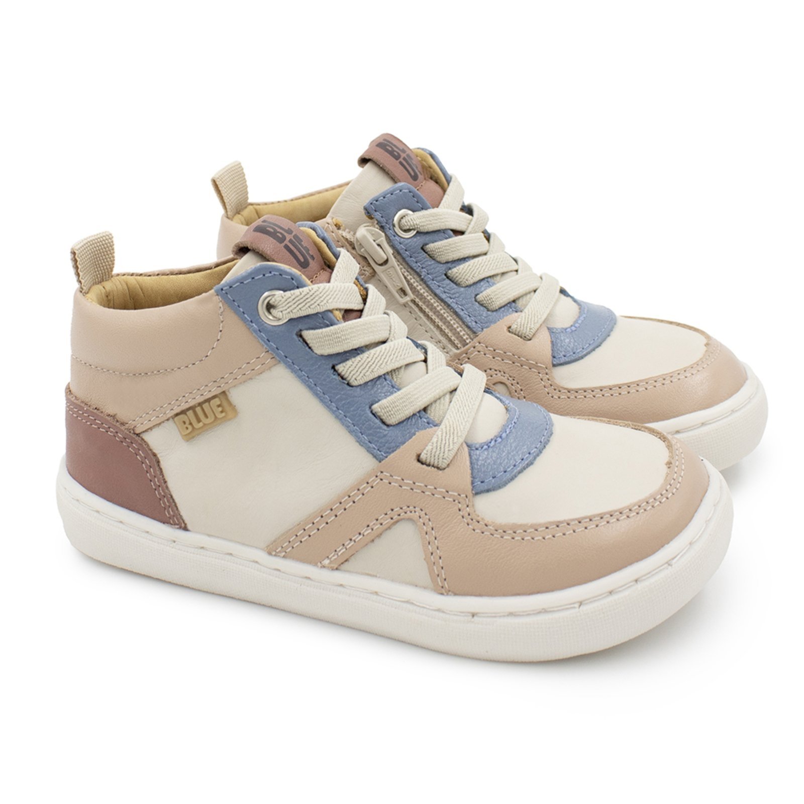 Vista 2 Infantil - Bota Menina Blue Valentina Couro Nude Onça Blue Infantis nude blue Blue Infantis nude blue