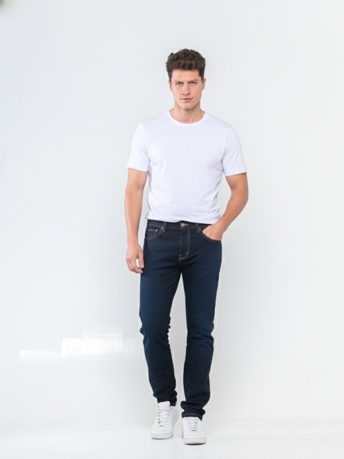 Calça Jeans Masculina Alpha Street Wear Básica e Confortável Azul Escuro
