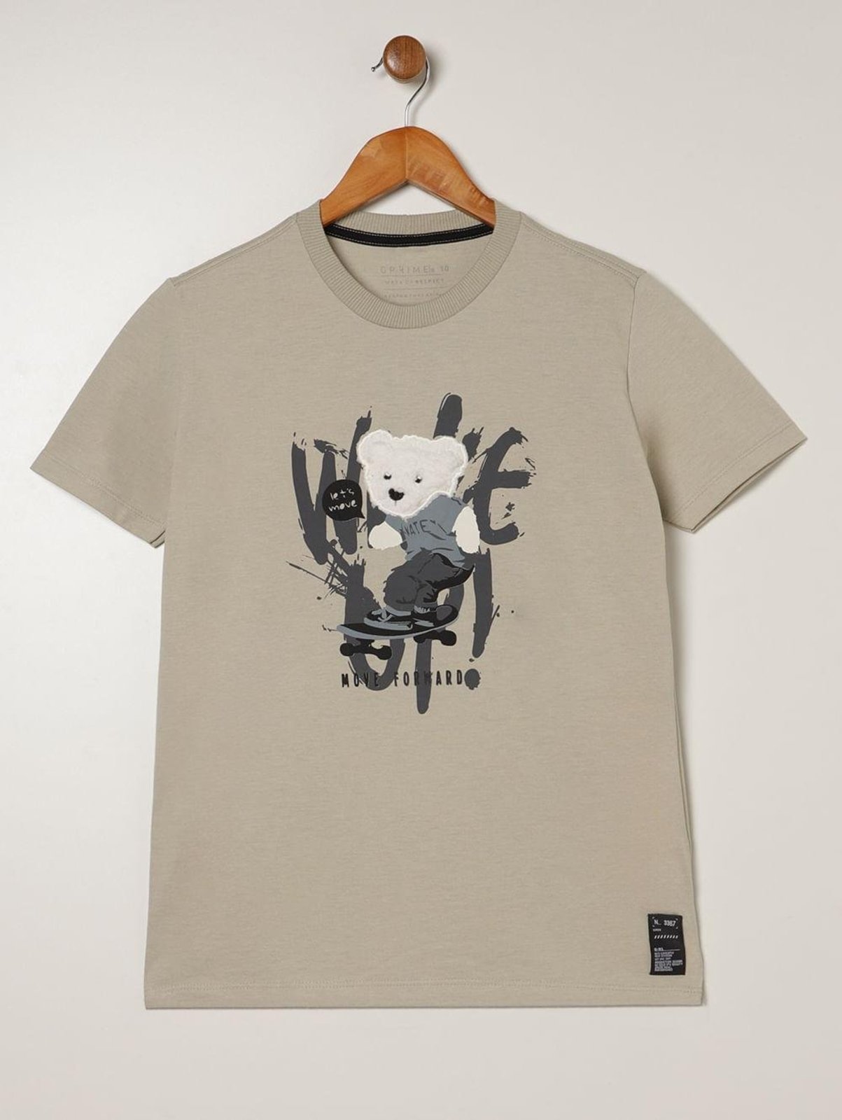 Infantil - Camiseta Manga Curta Juvenil Para Menino - BEGE