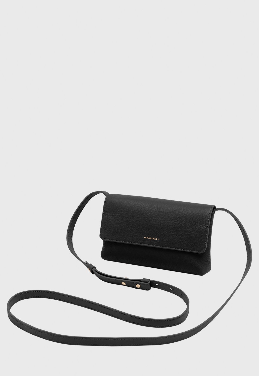 Bolsa Transversal Couro Mariart Samambaia Preta
