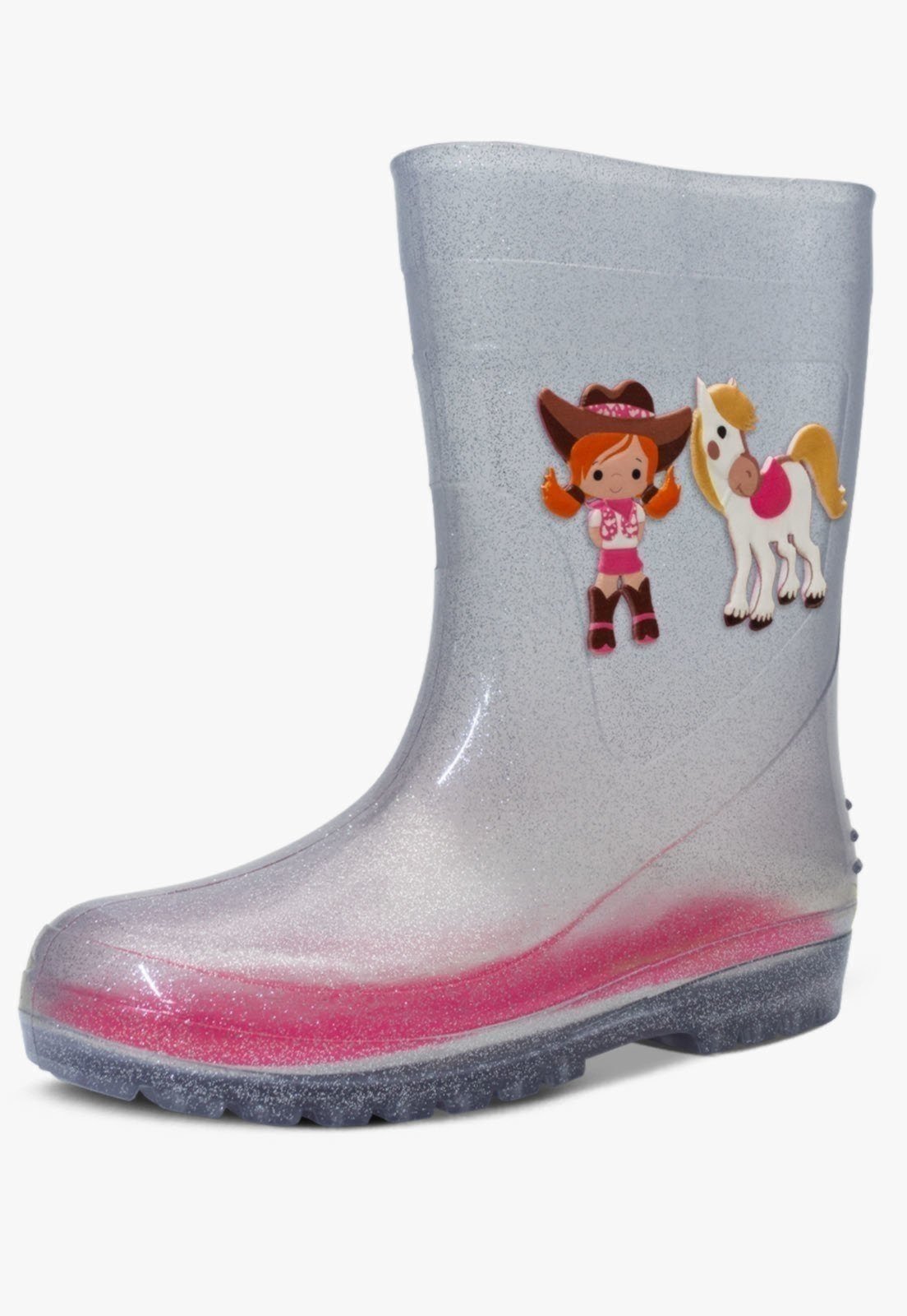Vista 2 Infantil - Bota Galocha Feminina Pópidi Cowgirl Glitter Pópidí prata