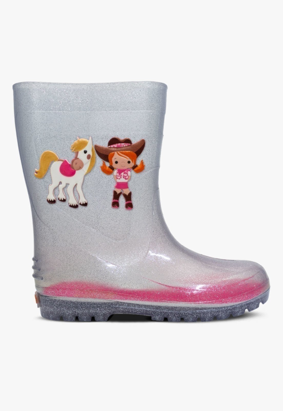 Vista 3 Infantil - Bota Galocha Feminina Pópidi Cowgirl Glitter Pópidí prata