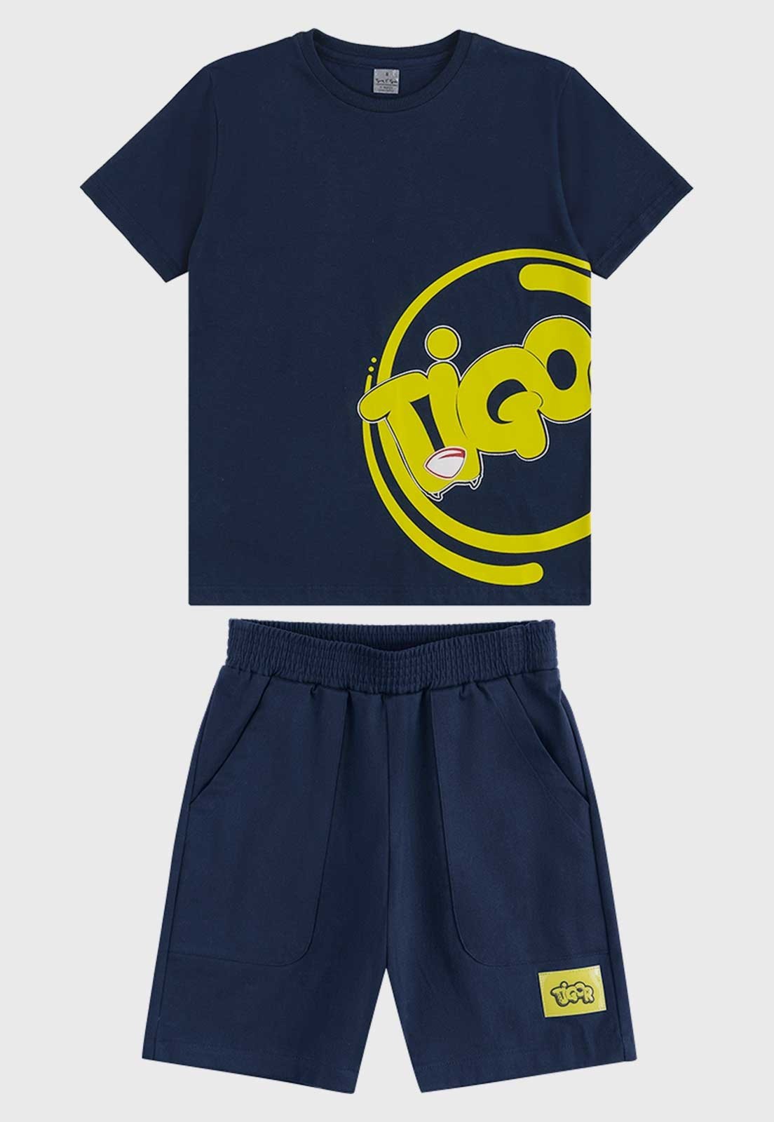 Infantil - Conjunto Tigor T Tigre Curto Logo Azul Marinho