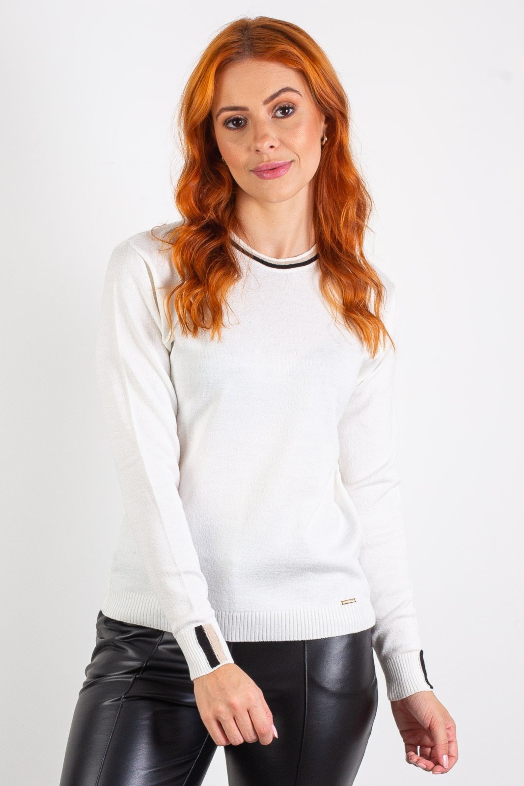 Blusa de malha manga longa 60007 - Off white